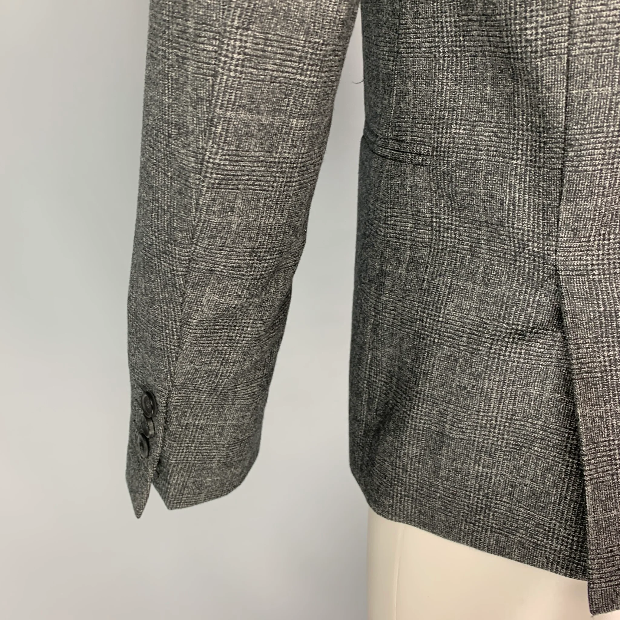 THE KOOPLES Size 40 Dark Gray Glenplaid Wool Peak Lapel Sport Coat - Image 4