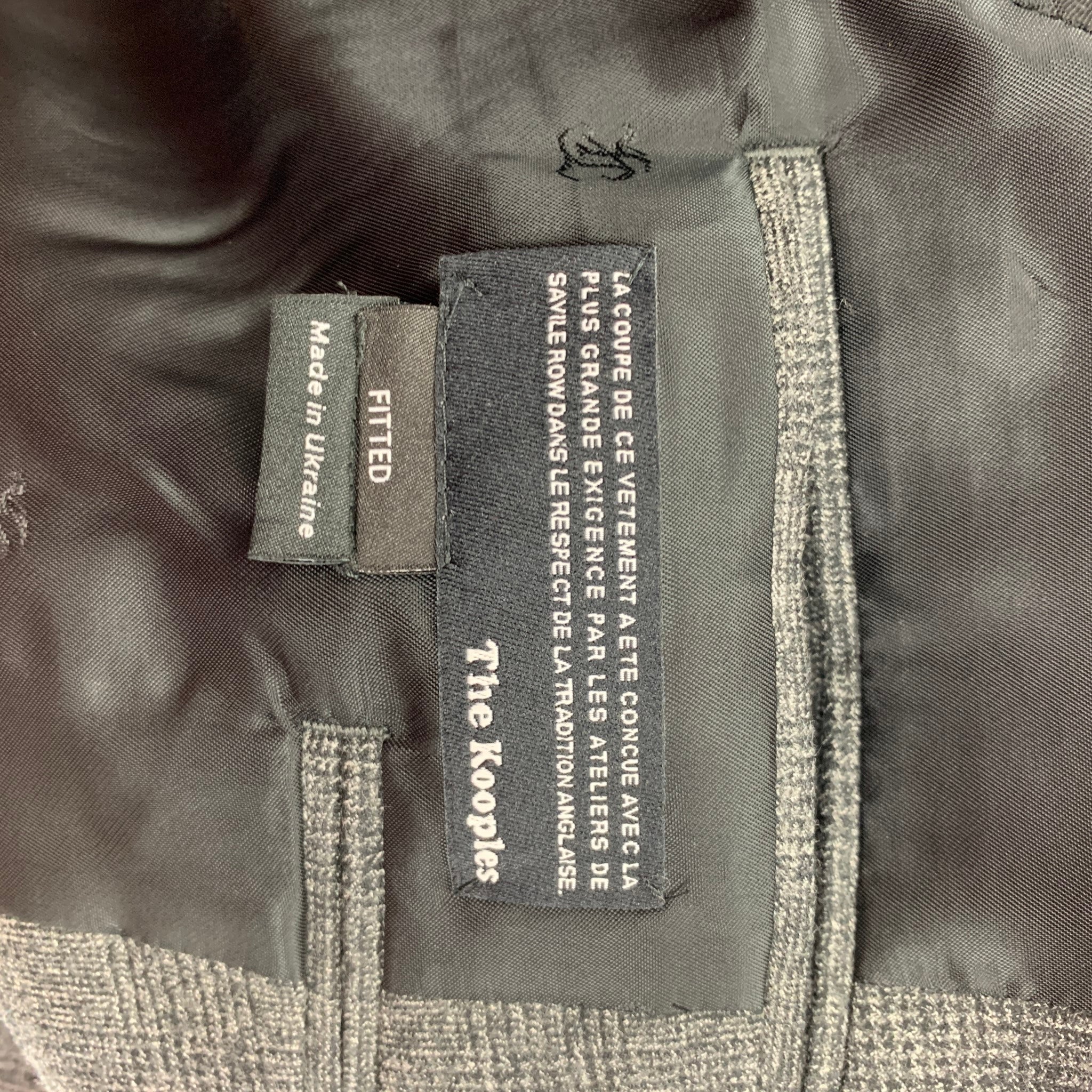 THE KOOPLES Size 40 Dark Gray Glenplaid Wool Peak Lapel Sport Coat - Image 6