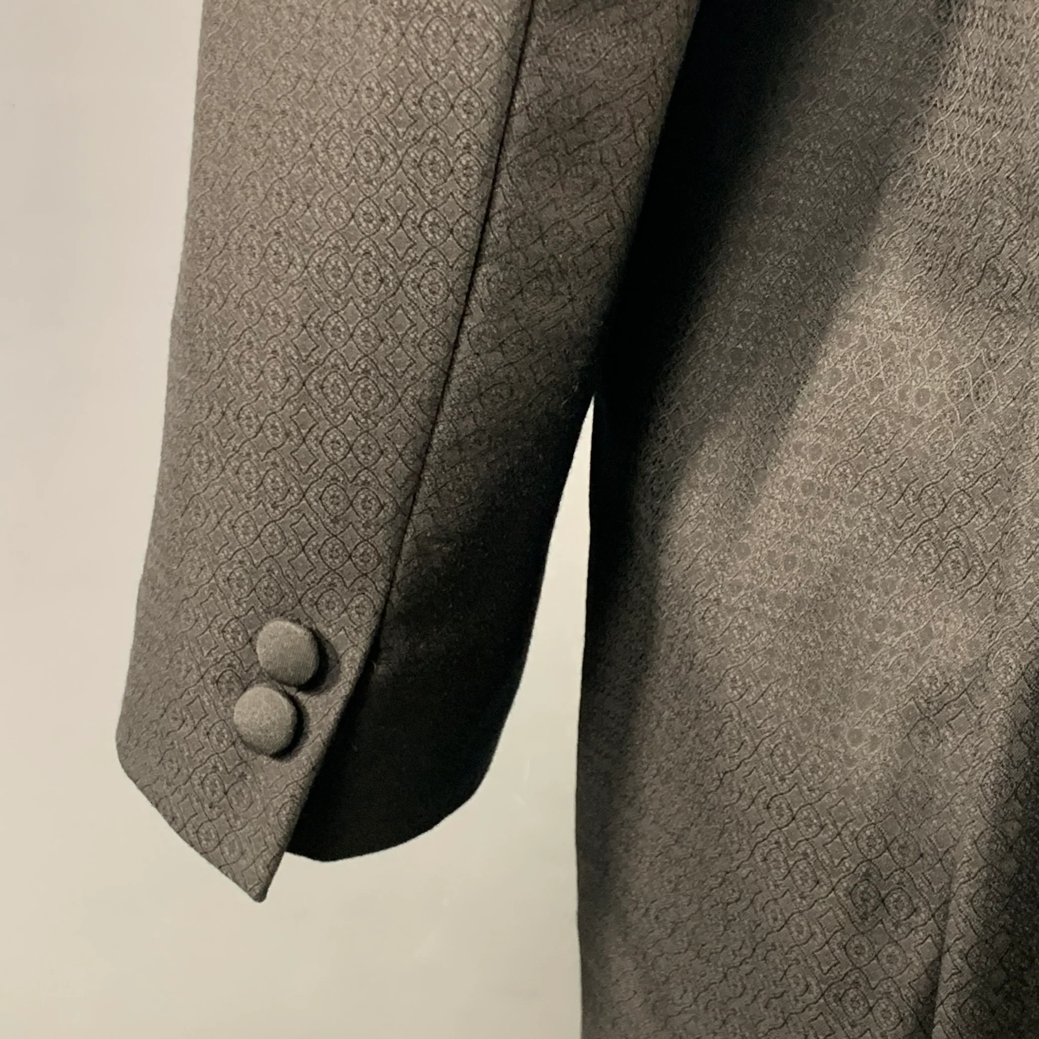 THE KOOPLES Size 42 Black Geometric Wool Blend Shawl Collar Sport Coat - Image 5