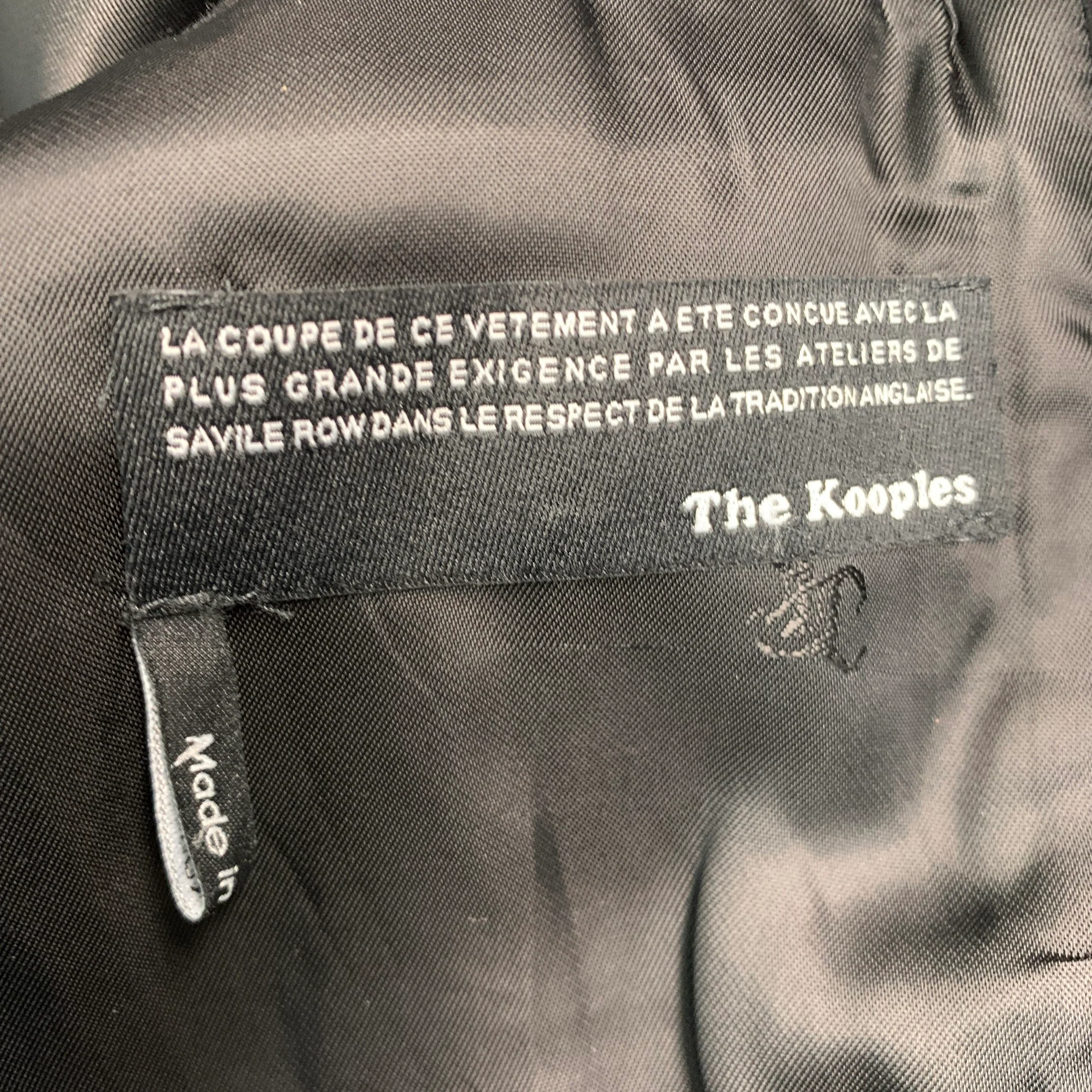 THE KOOPLES Size 44 Black Wool Blend Leather Trim Peak Lapel Coat - Image 7