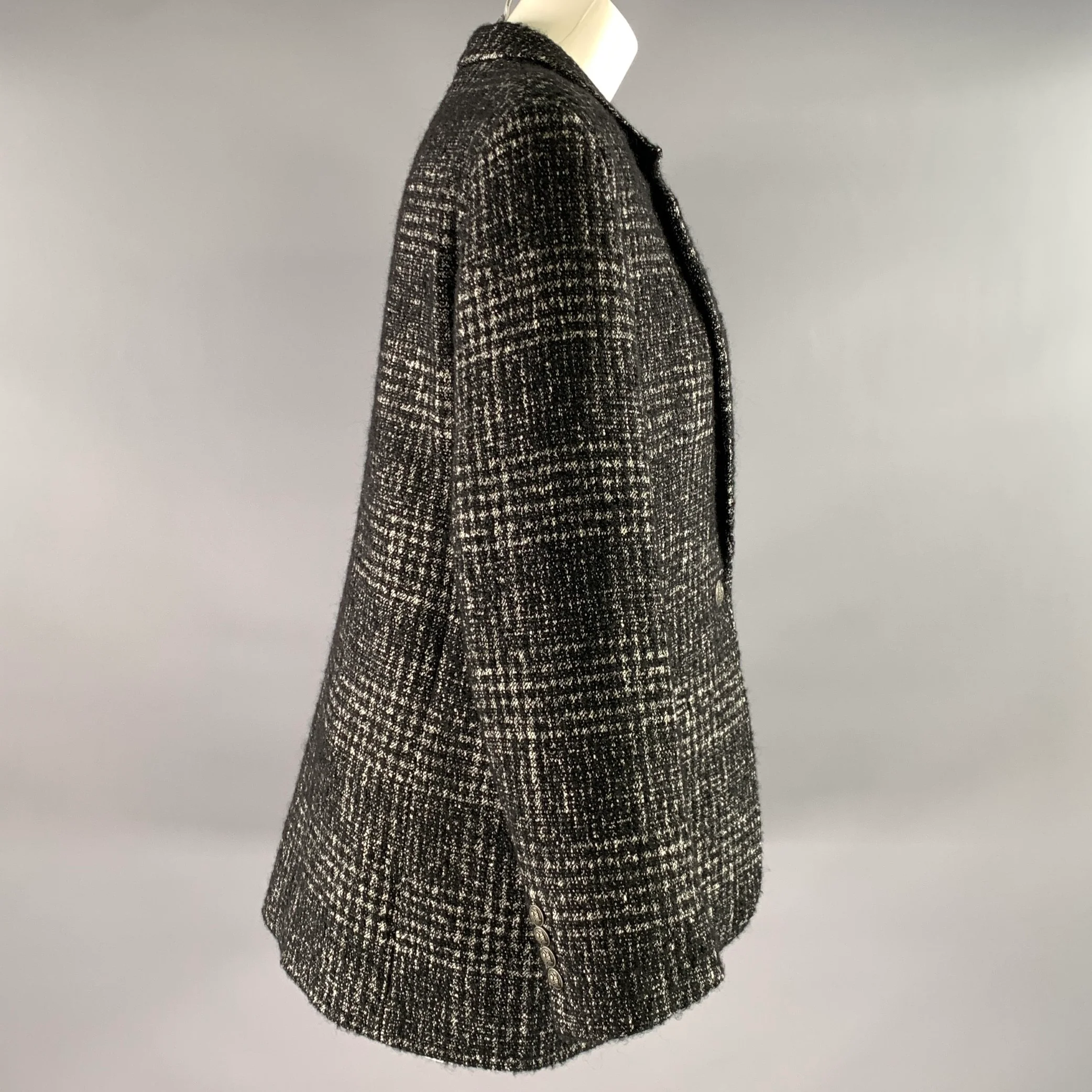 THE KOOPLES Size 6 Black White Wool Blend Notch Lapel Jacket - Image 3