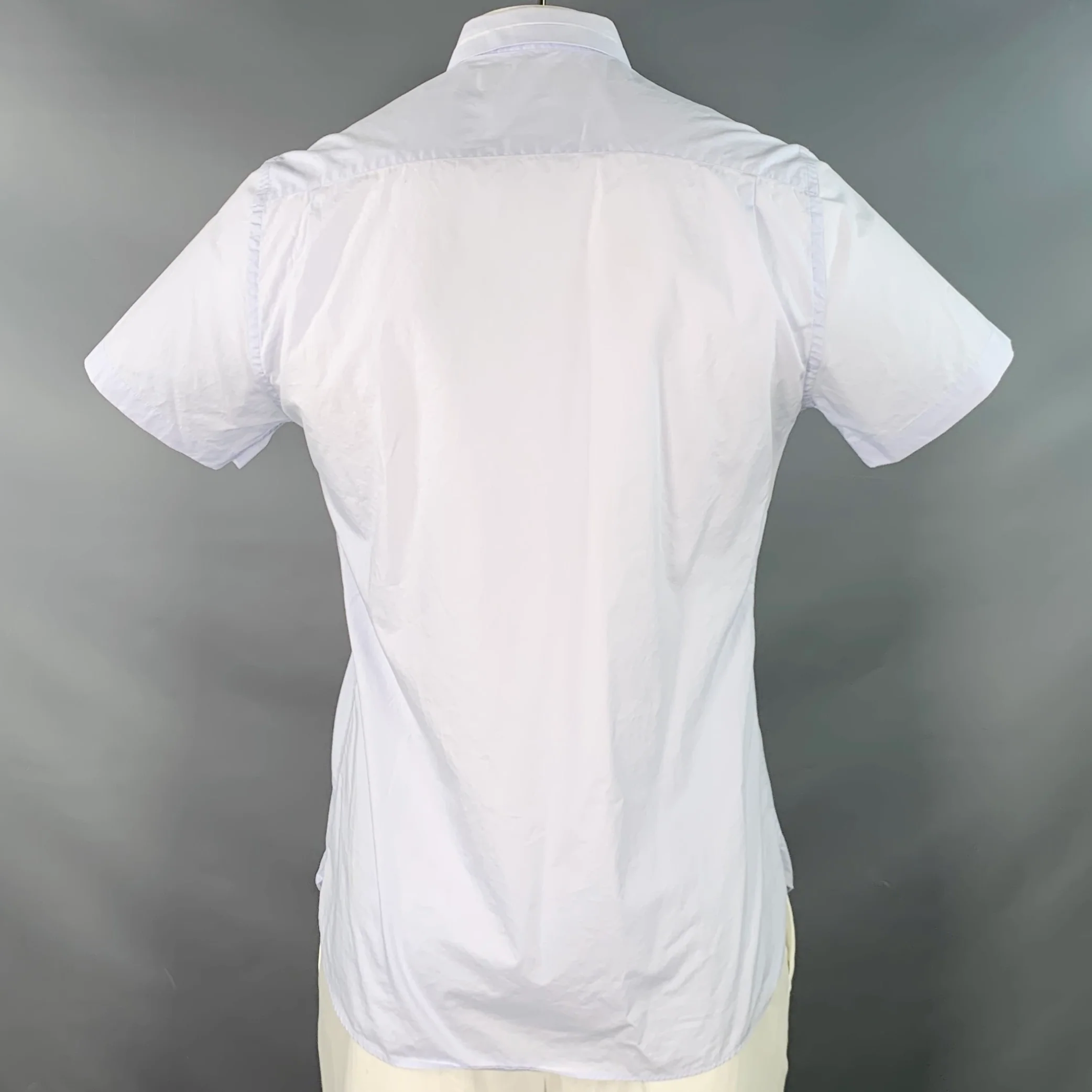 THE KOOPLES Size L Blue Hidden Buttons Fitted Short Sleeve Shirt - Image 4