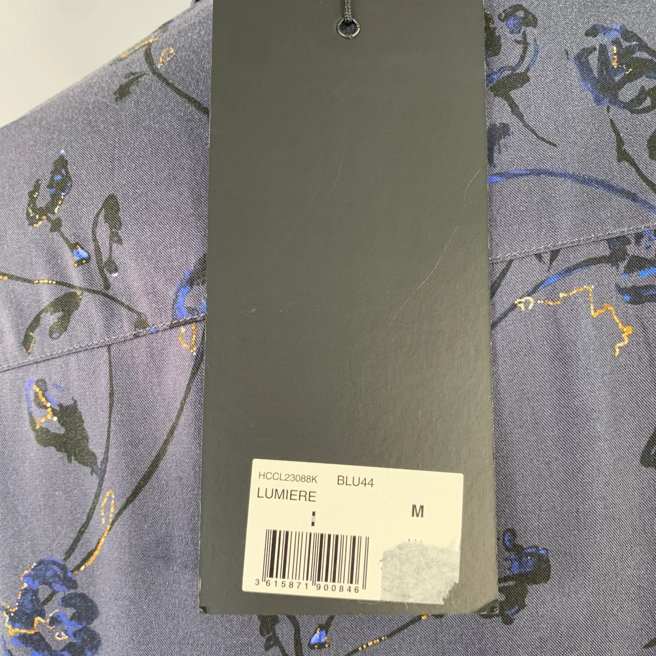 THE KOOPLES Size M Blue Floral Roses Cotton Cutaway Long Sleeve Shirt - Image 5