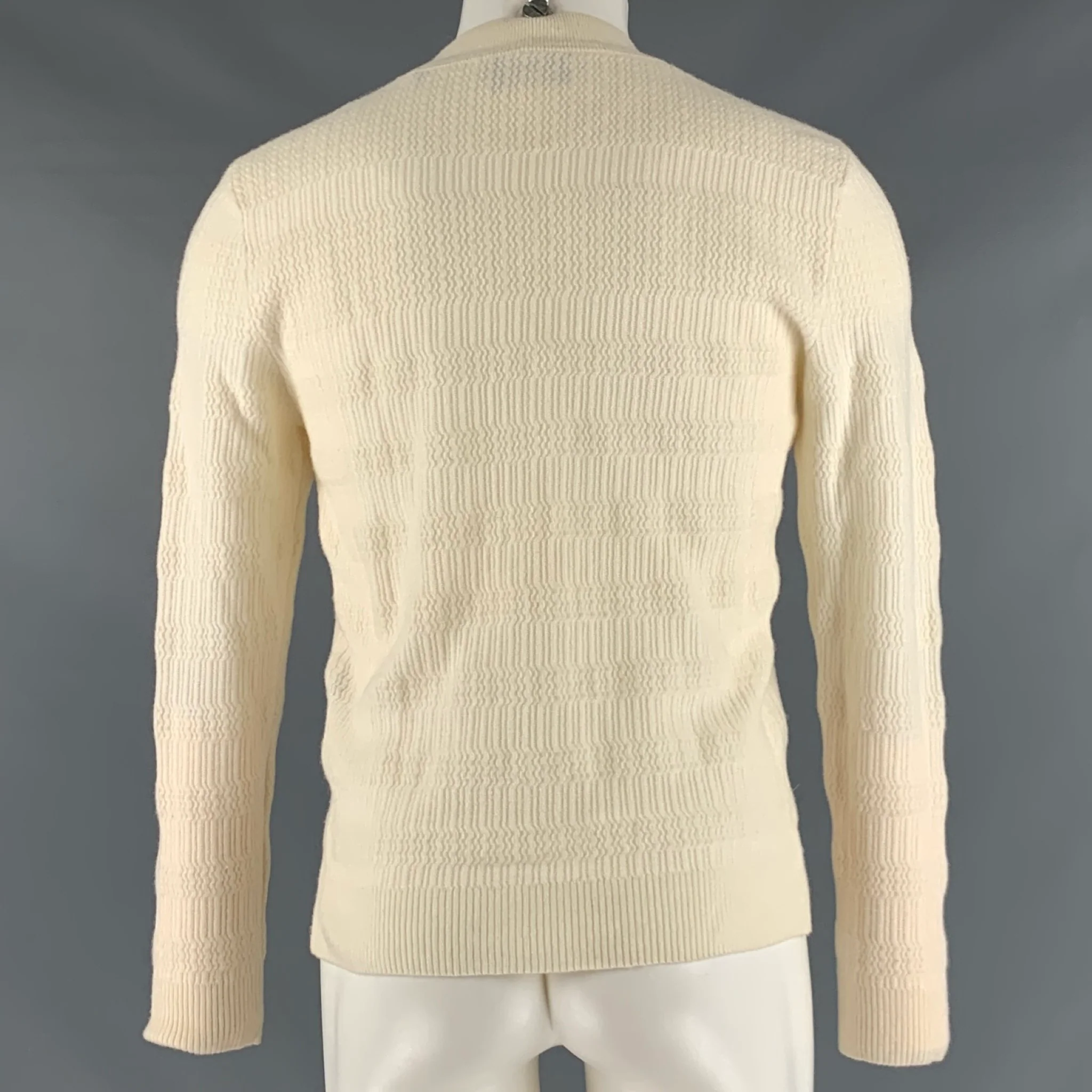 THE KOOPLES Size M Off White Textured Wool Polyester Crew-Neck Pullover - Image 4