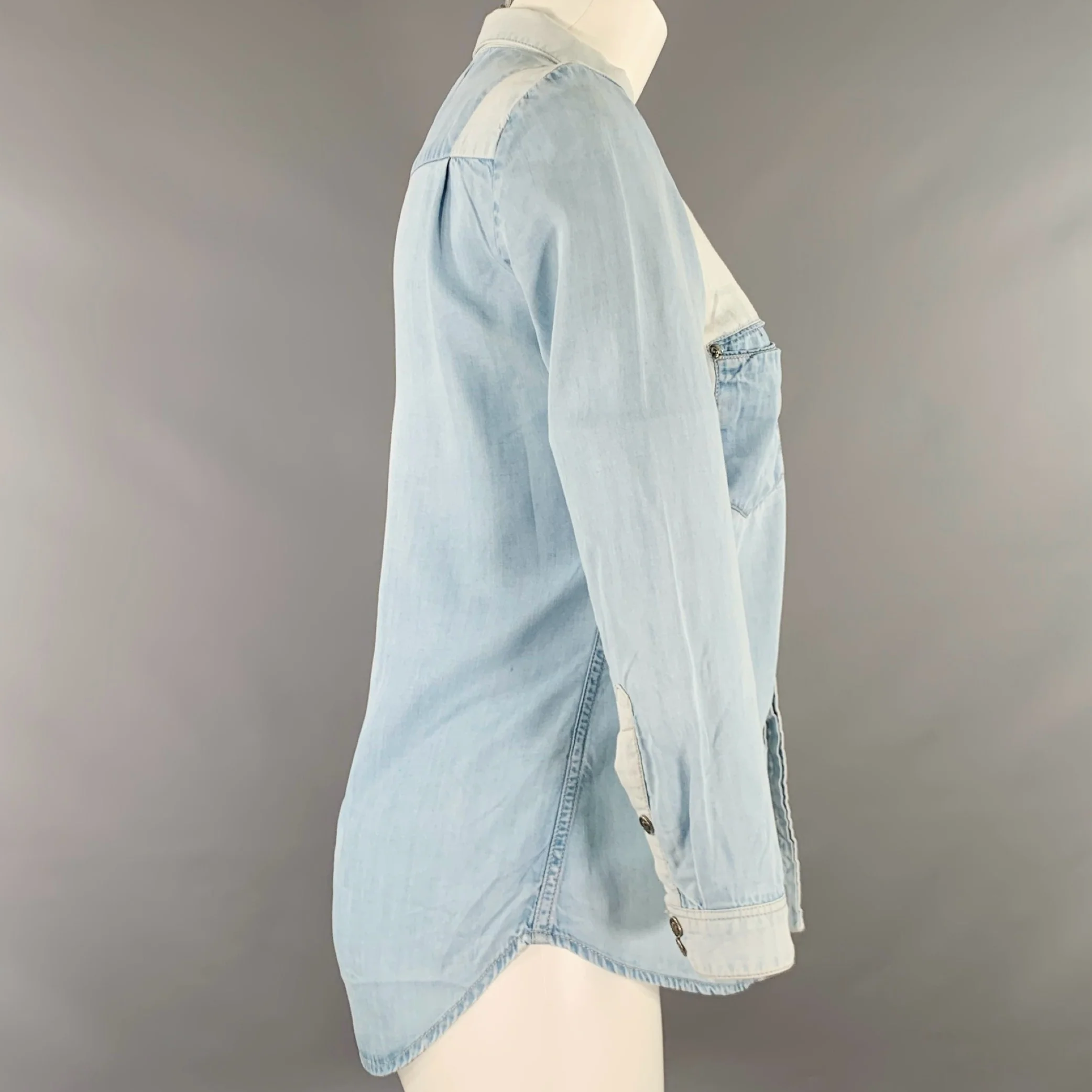 THE KOOPLES Size S Blue Light Blue Tencel Long Sleeve Shirt - Image 2