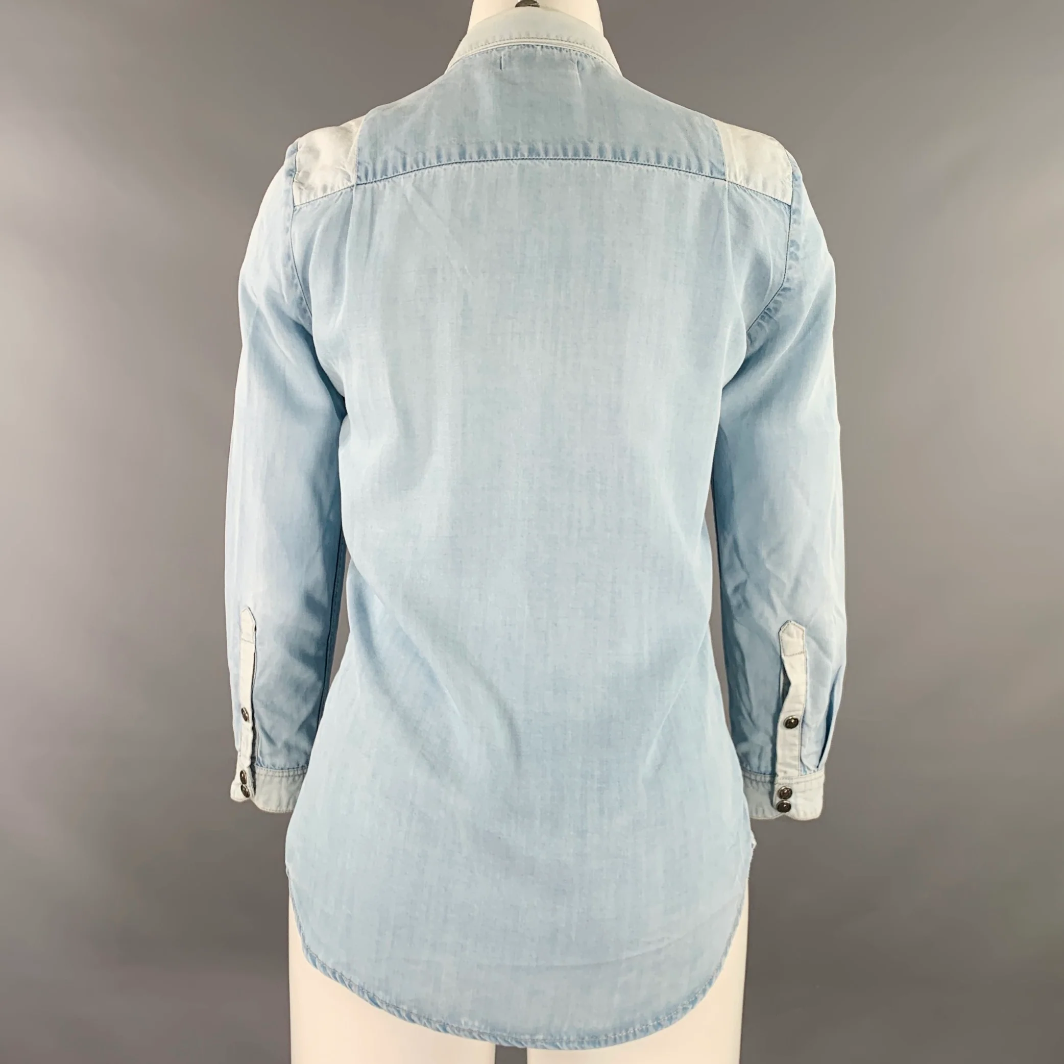 THE KOOPLES Size S Blue Light Blue Tencel Long Sleeve Shirt - Image 3
