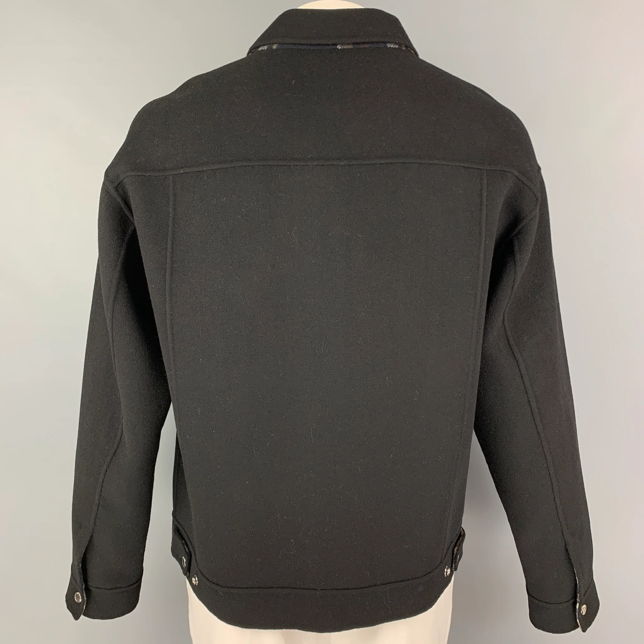 THE KOOPLES Size XL Black Wool Polyamide Trucker Jacket - Image 3