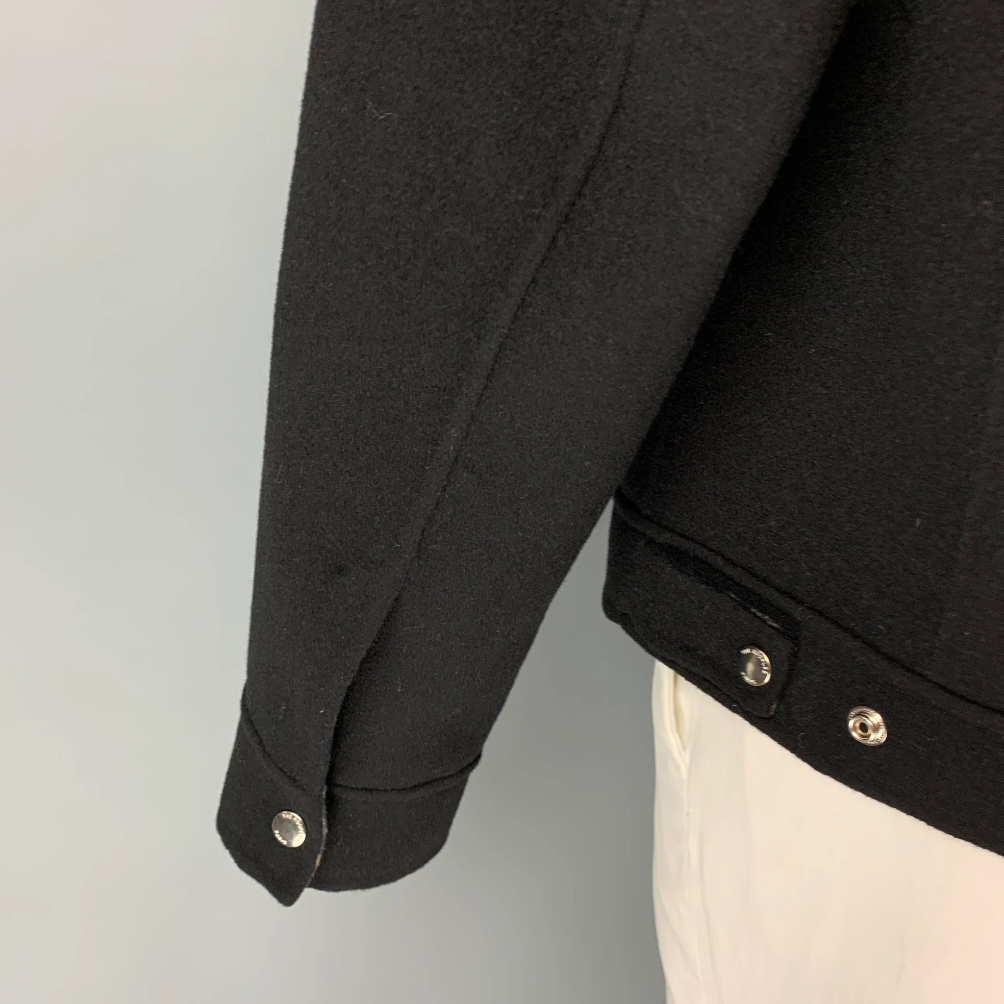 THE KOOPLES Size XL Black Wool Polyamide Trucker Jacket - Image 4