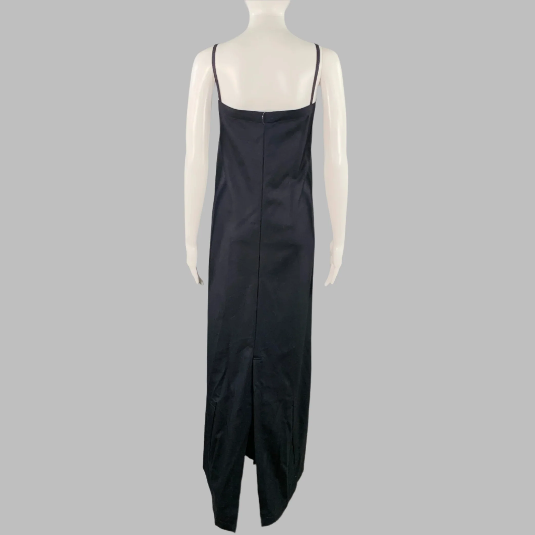 THE ROW Size 0 Navy Wool Spaghetti Straps Long Dress - Image 3