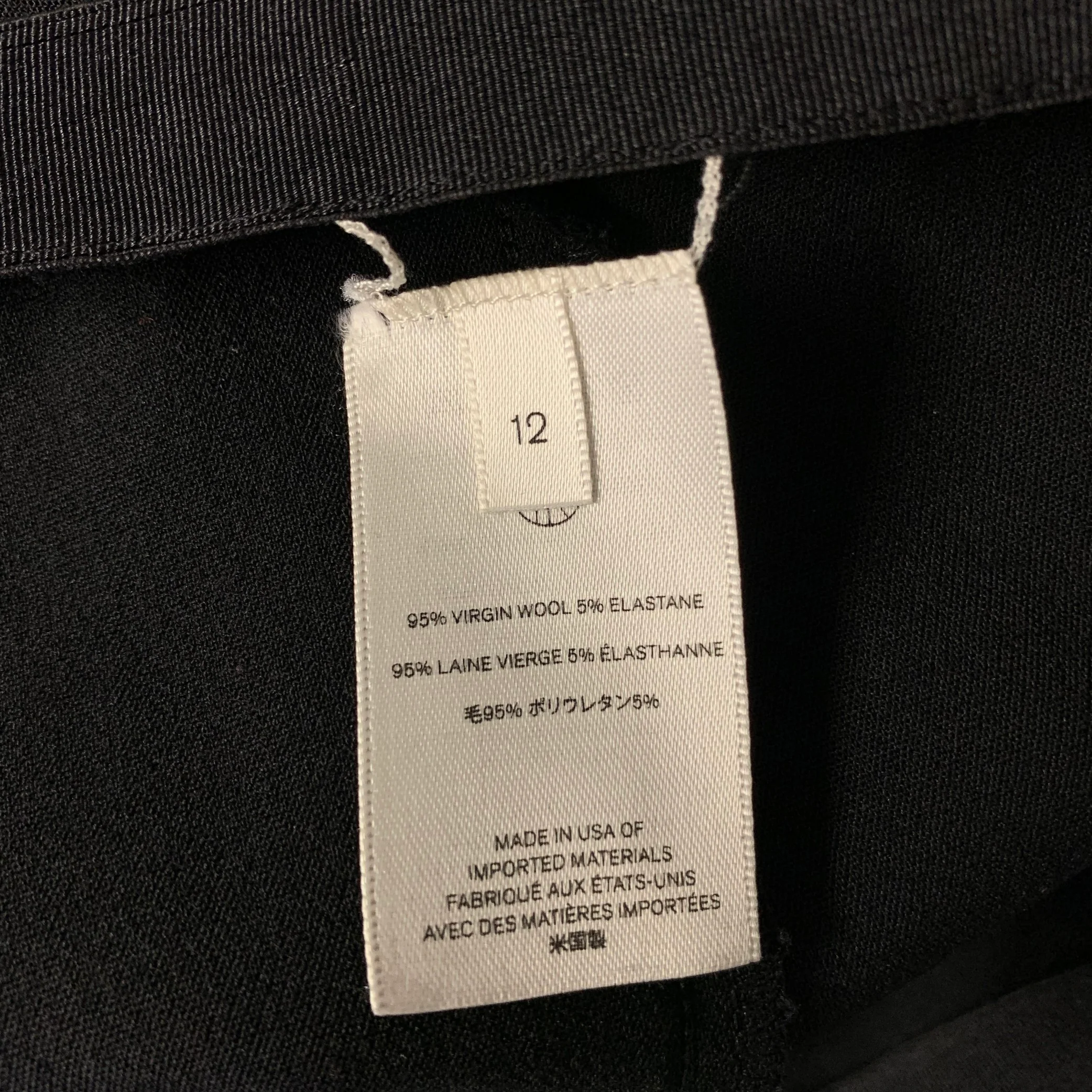 THE ROW Size 12 Black Wool Elastane Side Zipper Casual Pants - Image 5