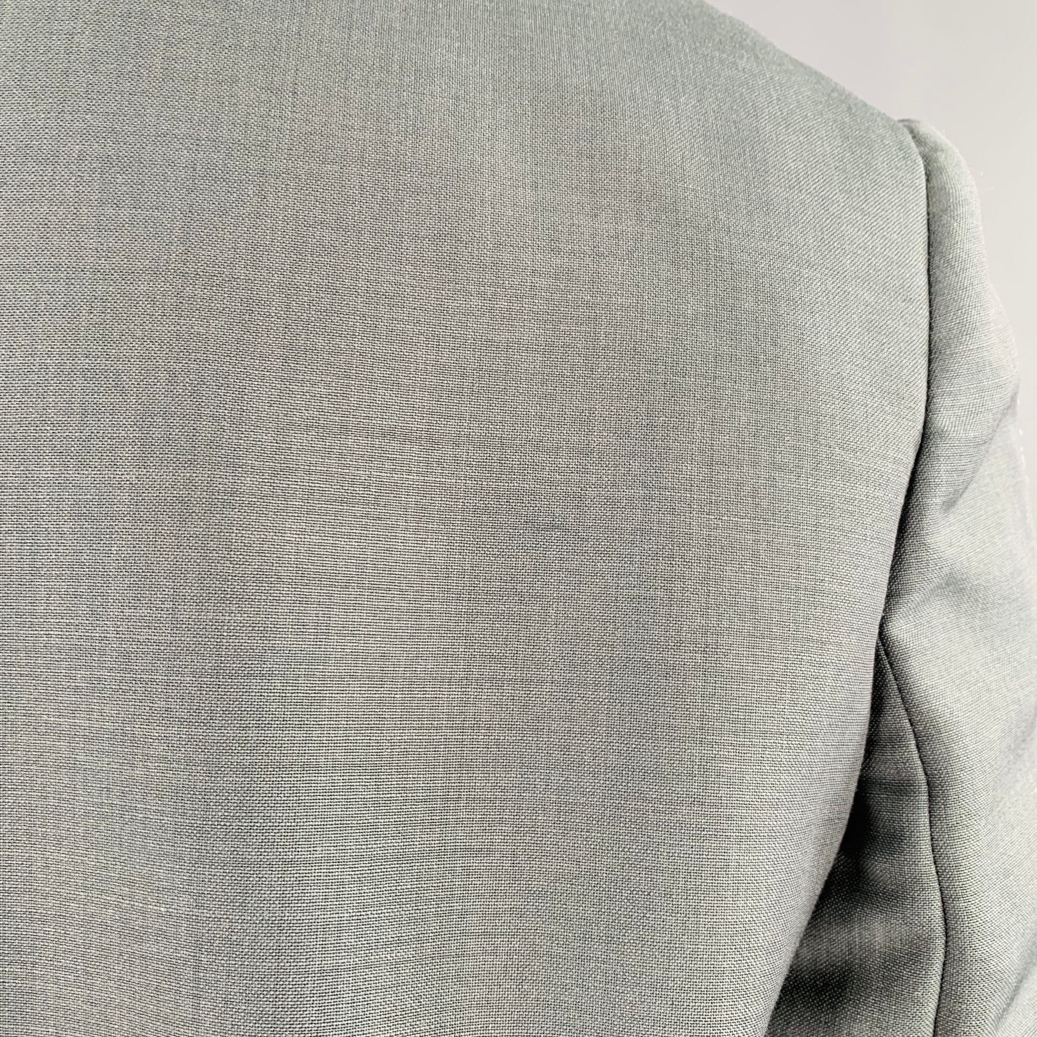 THE ROW Size 12 Grey Sage Silk Single Breasted Coat - Image 5