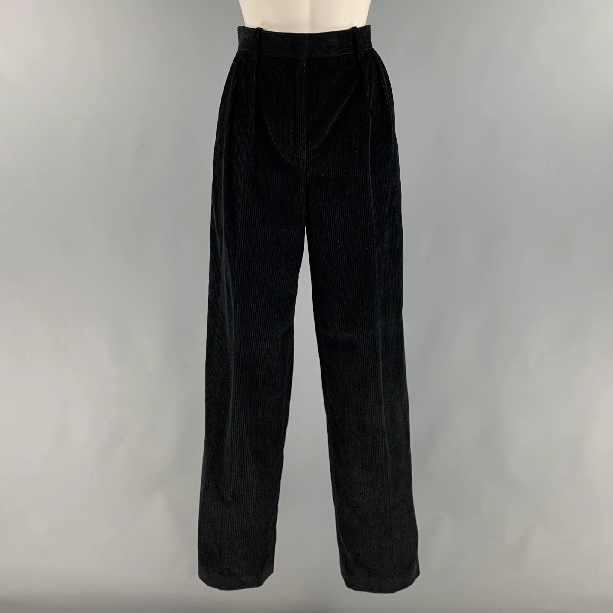 THE ROW Size 2 Black Cotton Pleated Casual Pants