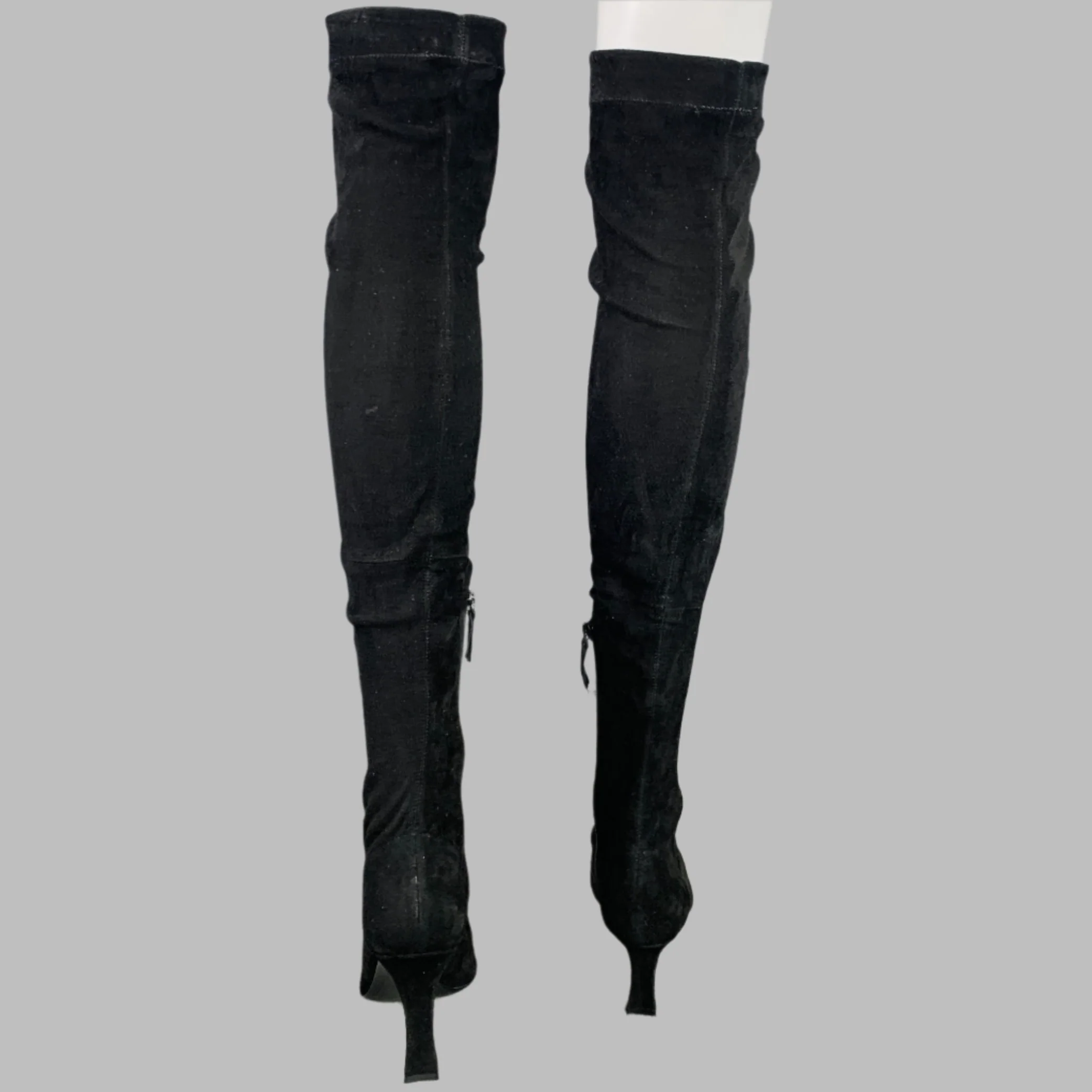 THE ROW Size 7.5 Black Suede Square Toe Thigh High Boots - Image 3