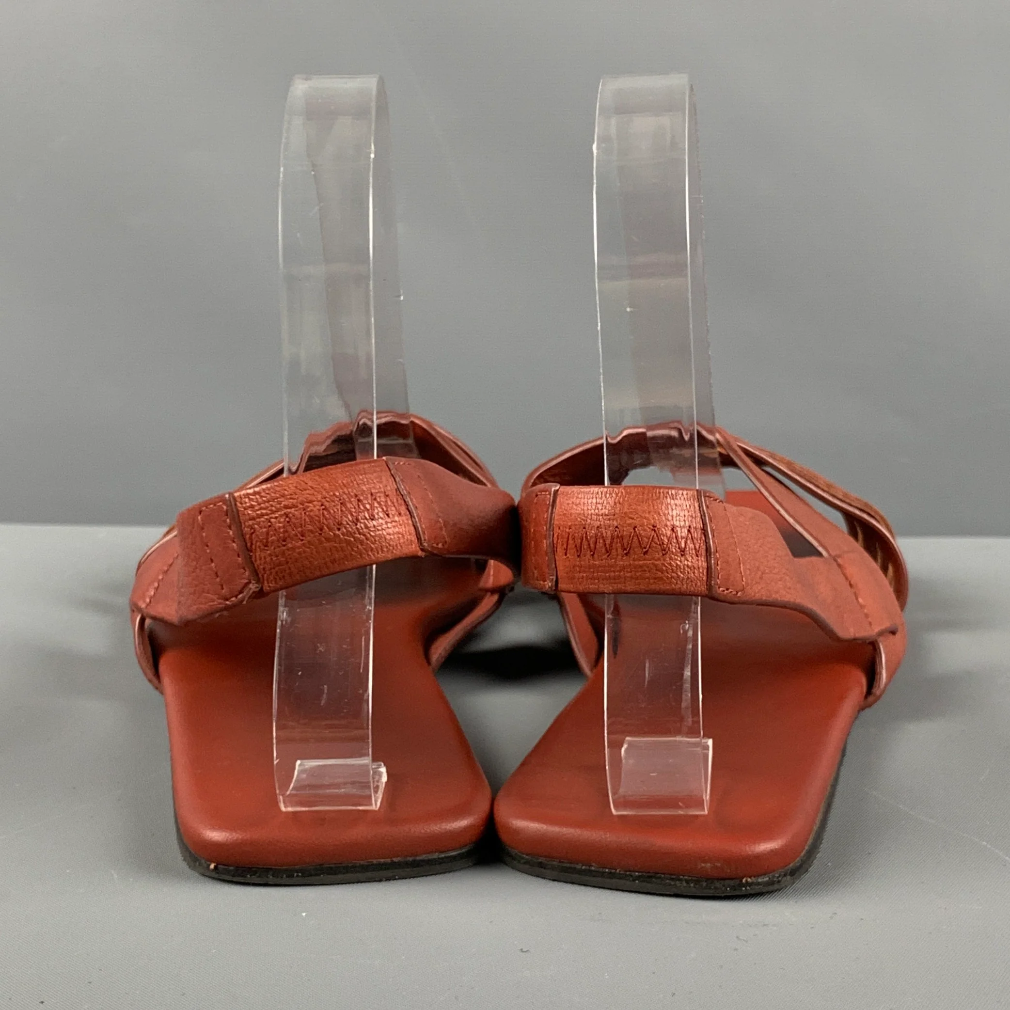 THE ROW Size 8 Brown Leather Flat Sandals - Image 3