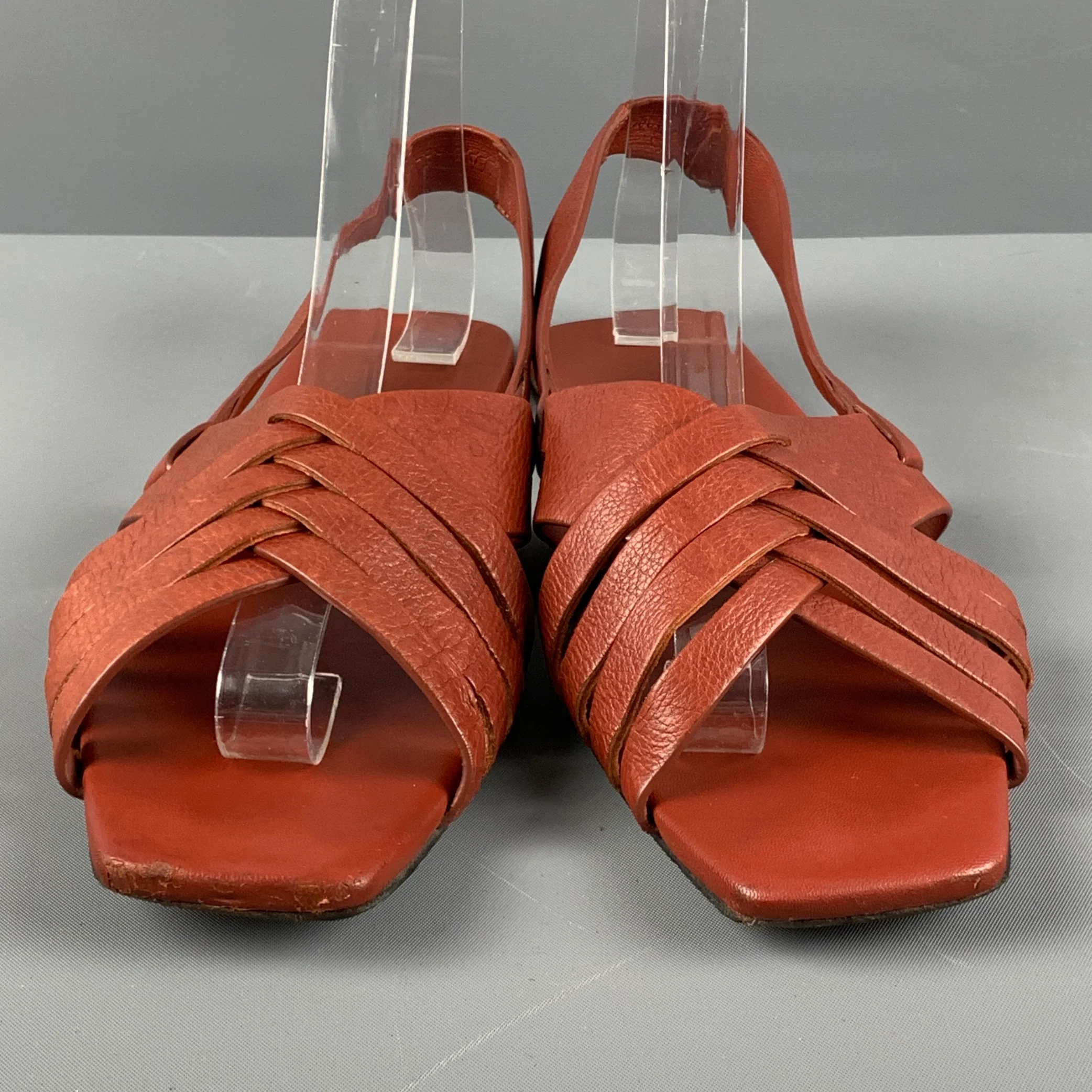 THE ROW Size 8 Brown Leather Flat Sandals - Image 4