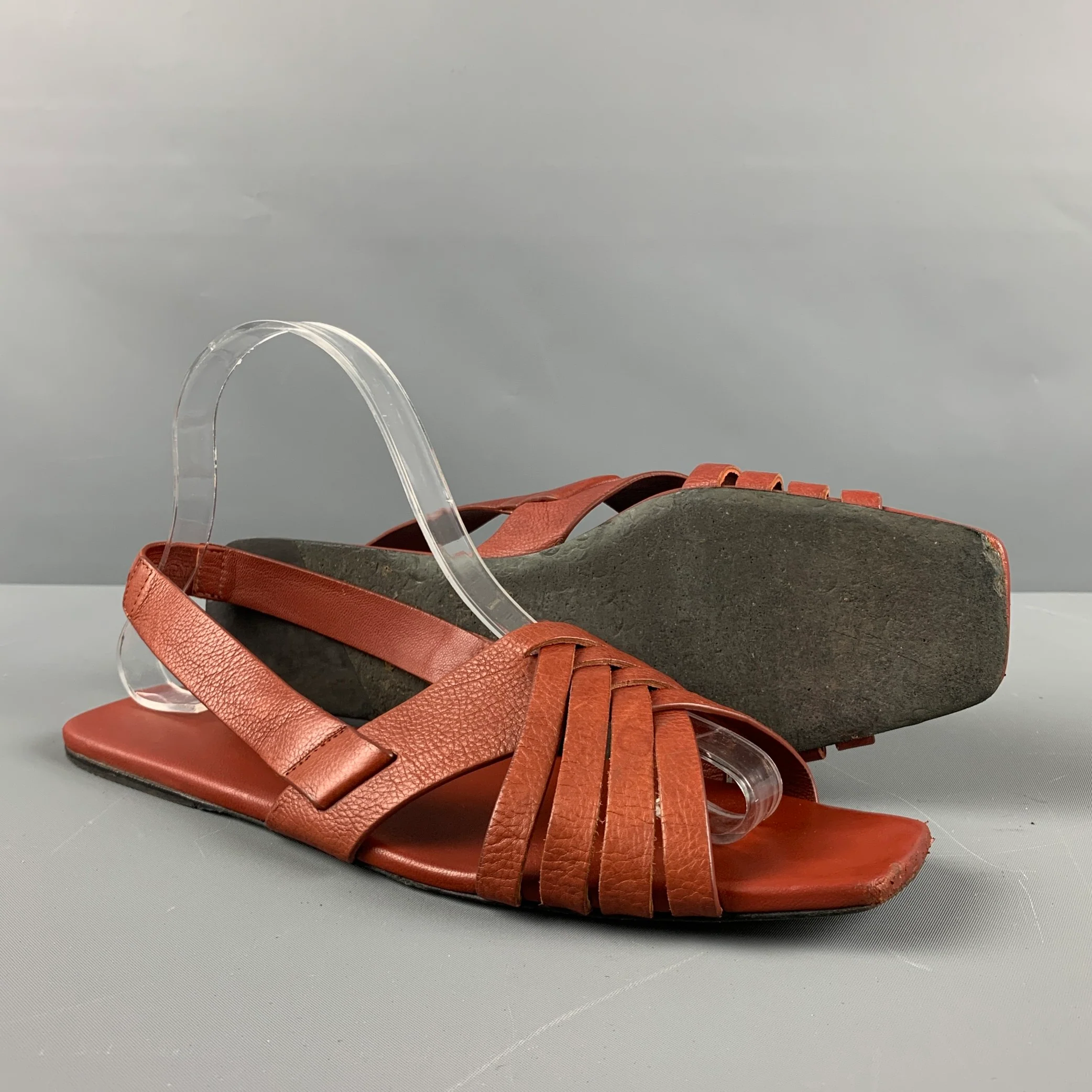 THE ROW Size 8 Brown Leather Flat Sandals - Image 5