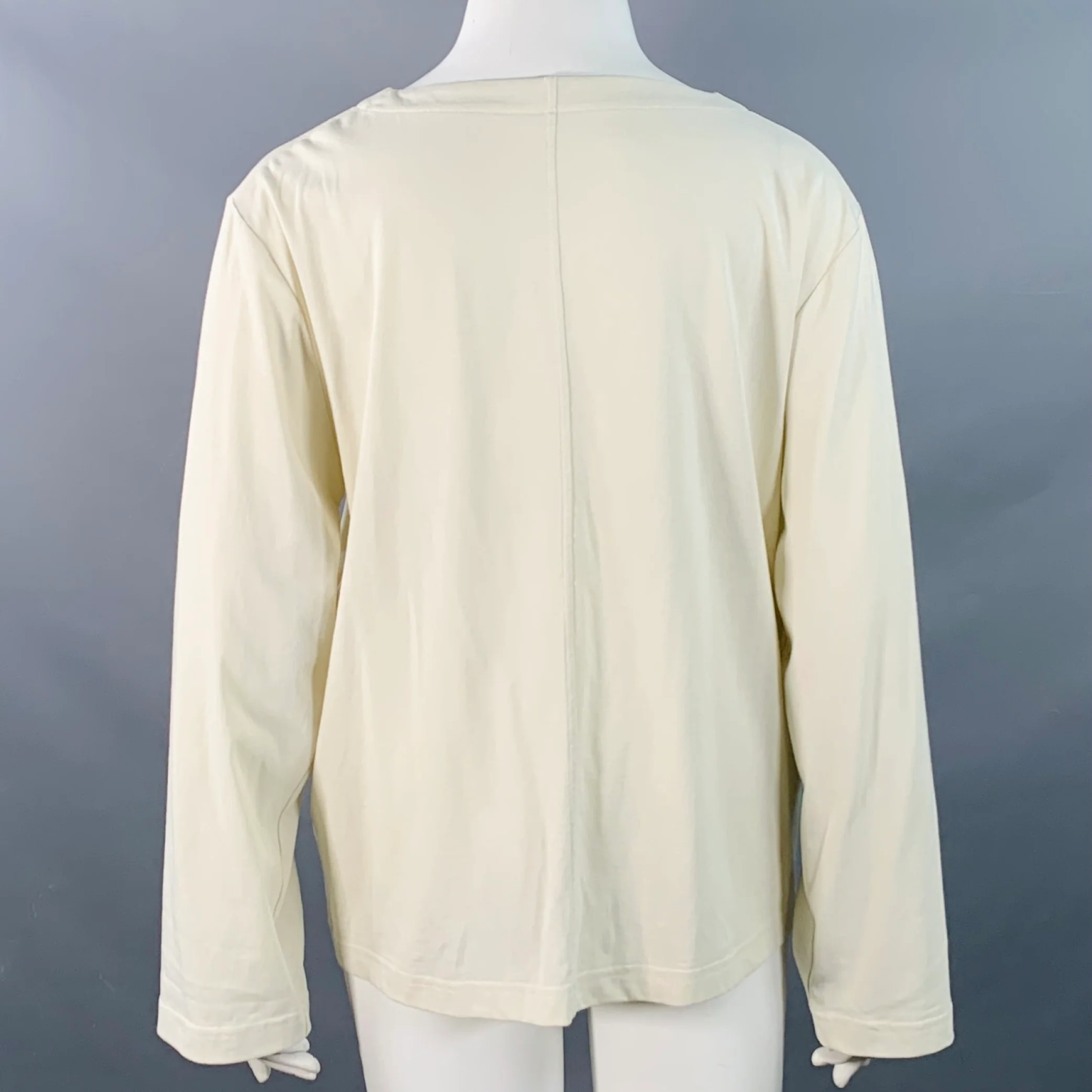 THE ROW Size L Beige Cotton Oversized One Pocket Scoop Neck Pullover - Image 4