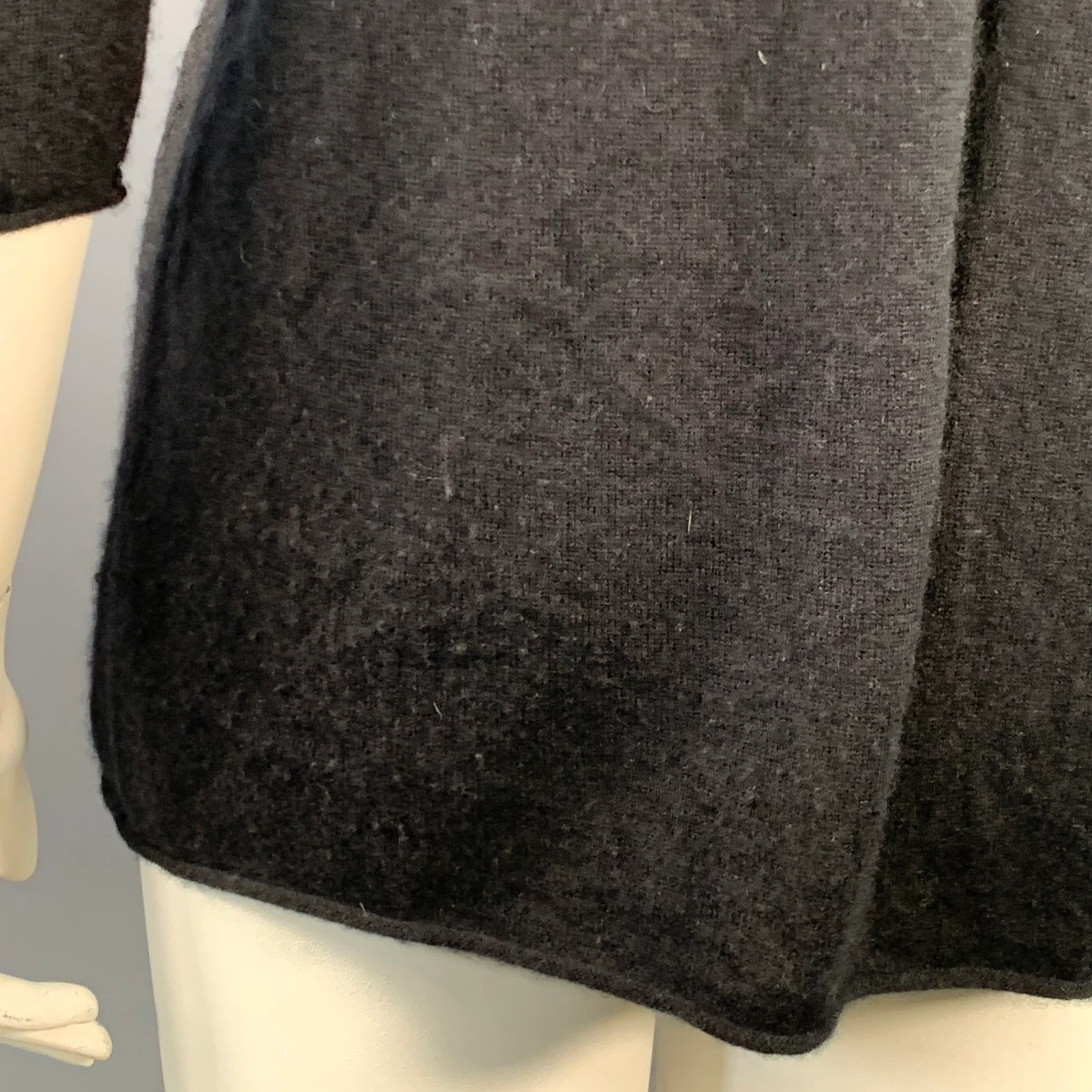 THE ROW Size L Black Cashmere Silk 3/4 Sleeves Scoop Neck Pullover - Image 4