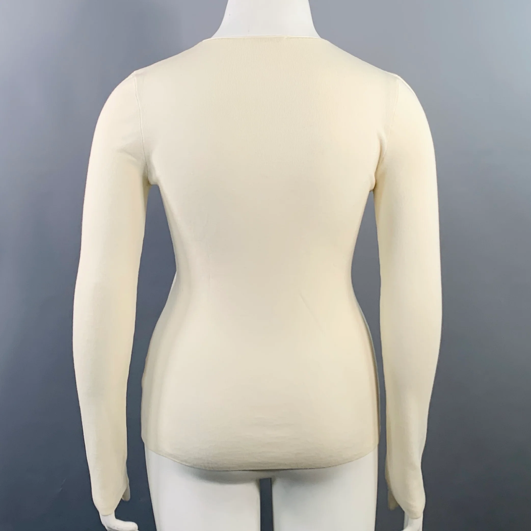 THE ROW Size L Cream Merino Wool Cashmere Crew Neck Pullover - Image 3