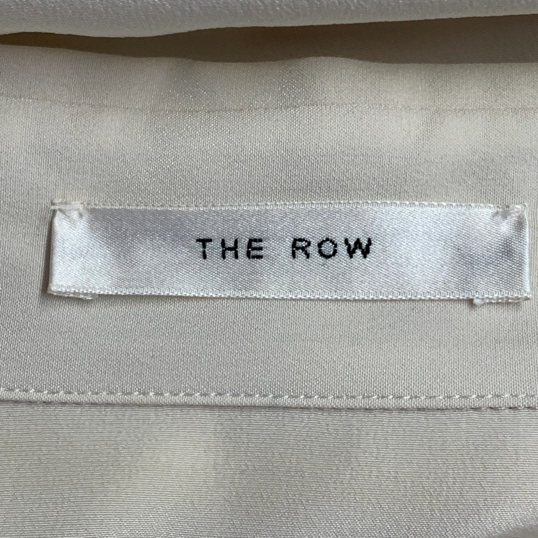 THE ROW Size L Cream Silk Crepe Spread Collar Shirt - Image 4