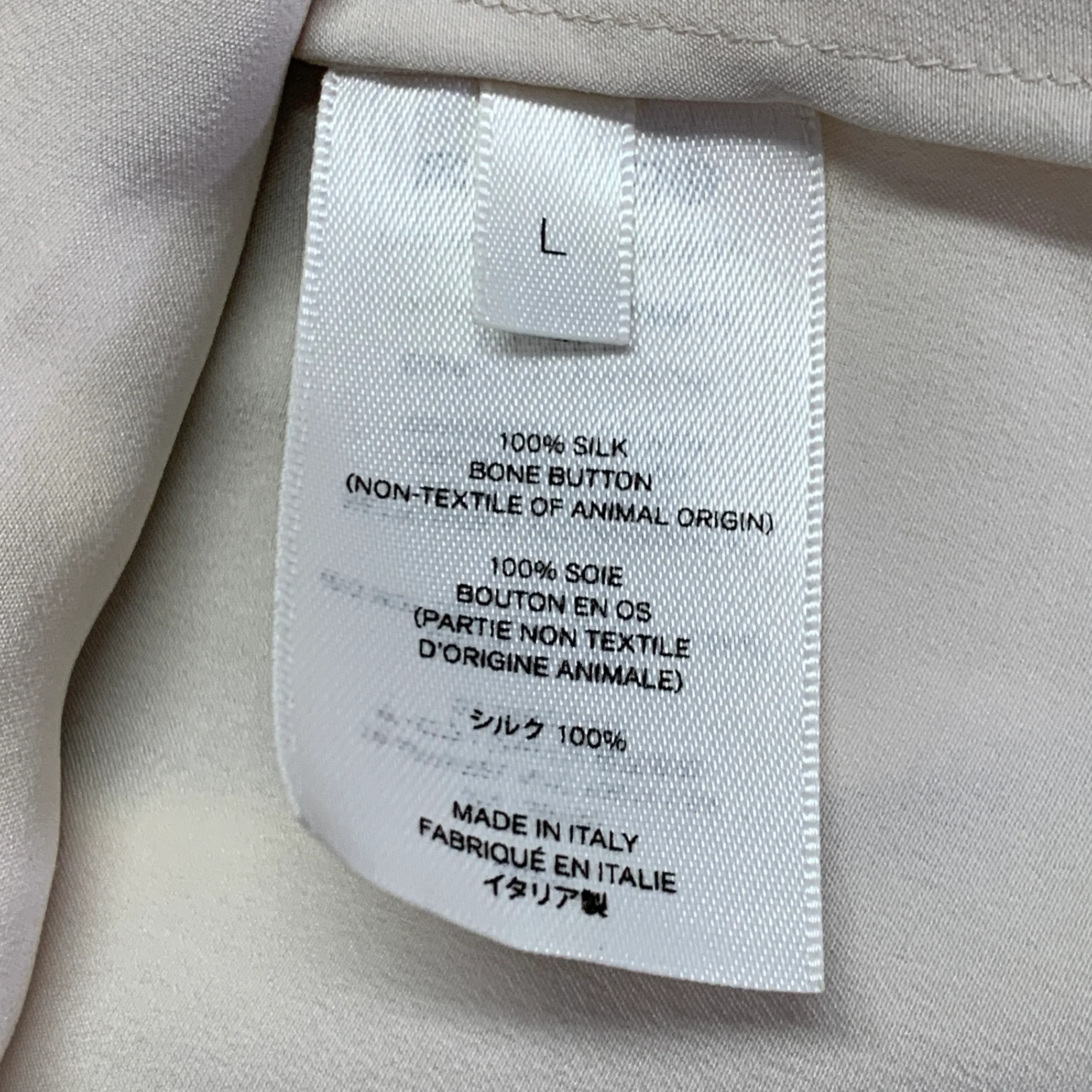 THE ROW Size L Cream Silk Crepe Spread Collar Shirt - Image 5