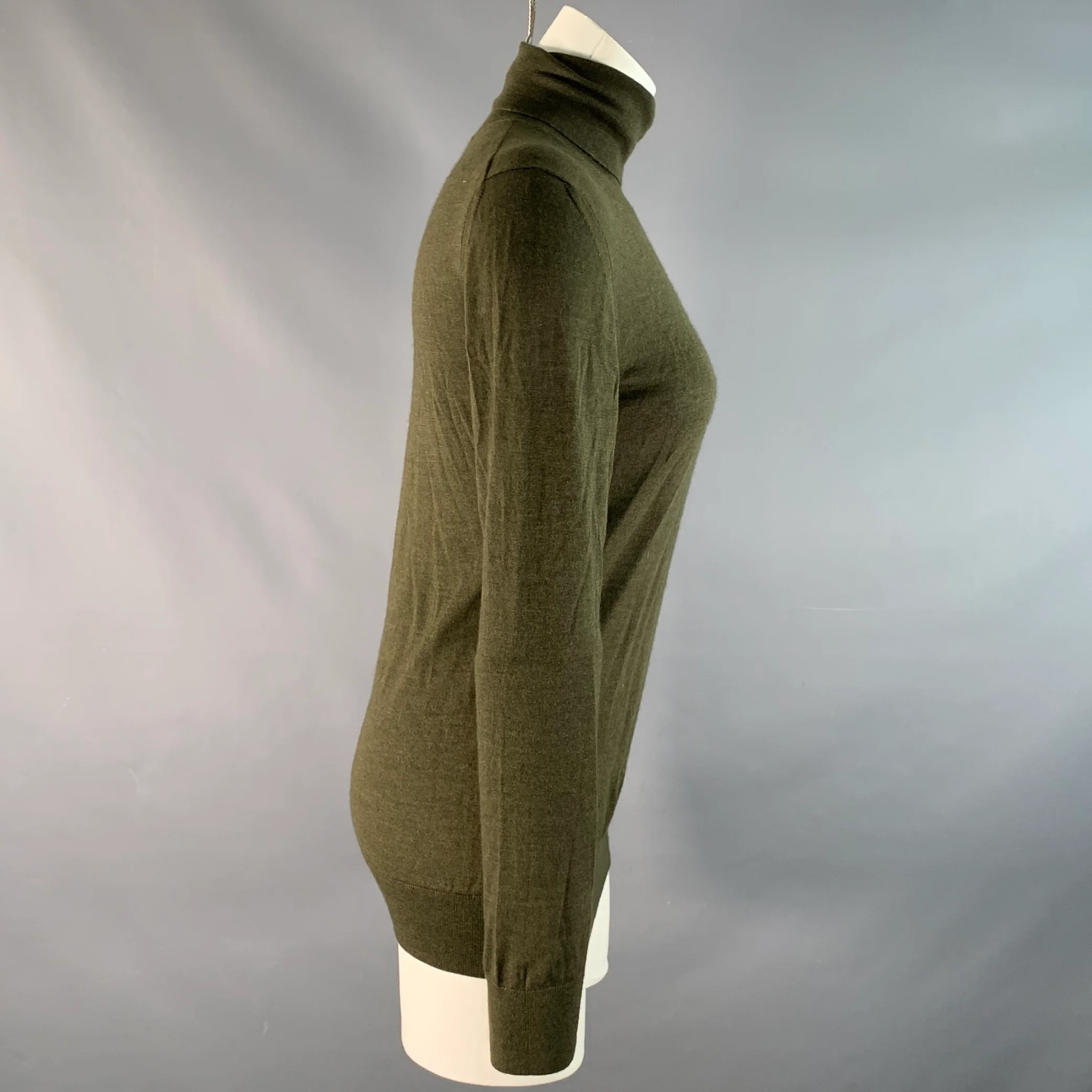 THE ROW Size S Olive Cashmere / Silk Knitted Turtleneck Sweater - Image 2