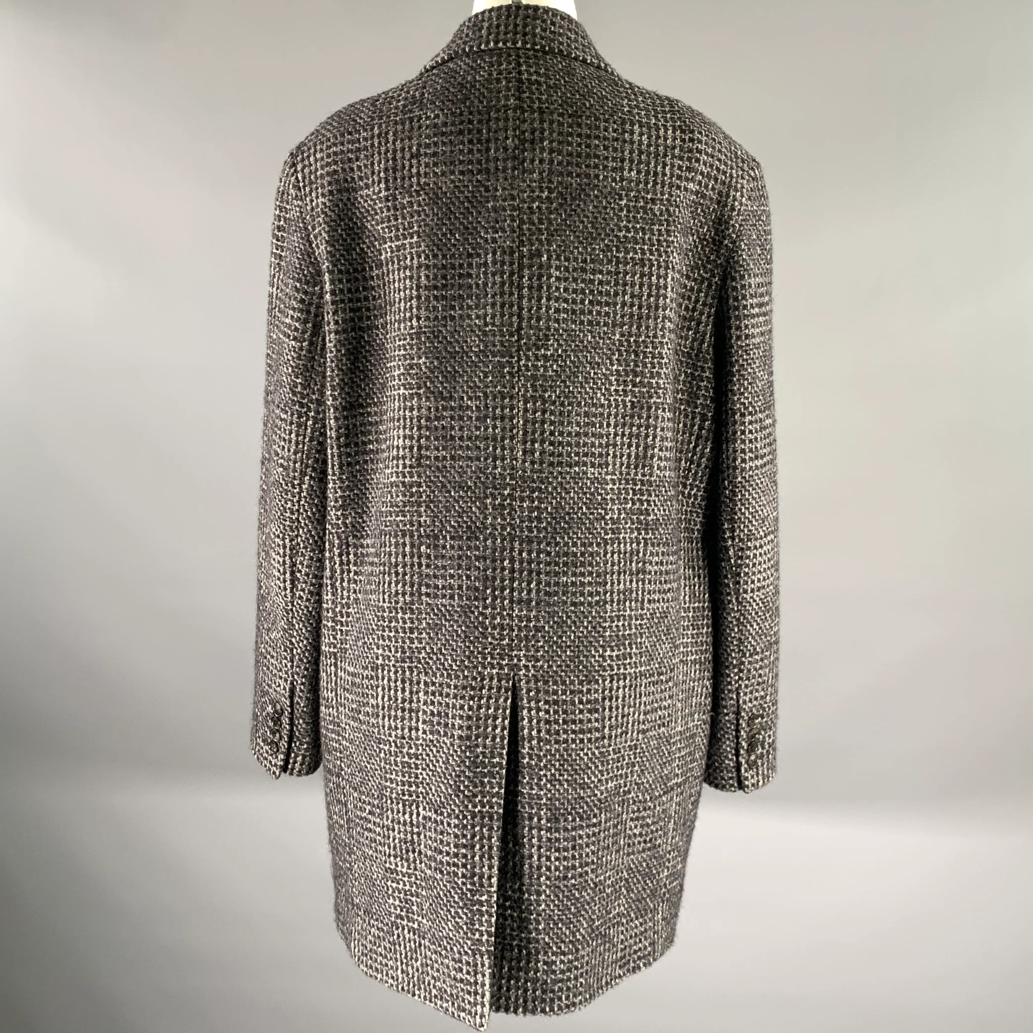 THE ROW Size XL Grey Black Wool Silk Blend Coat - Image 5