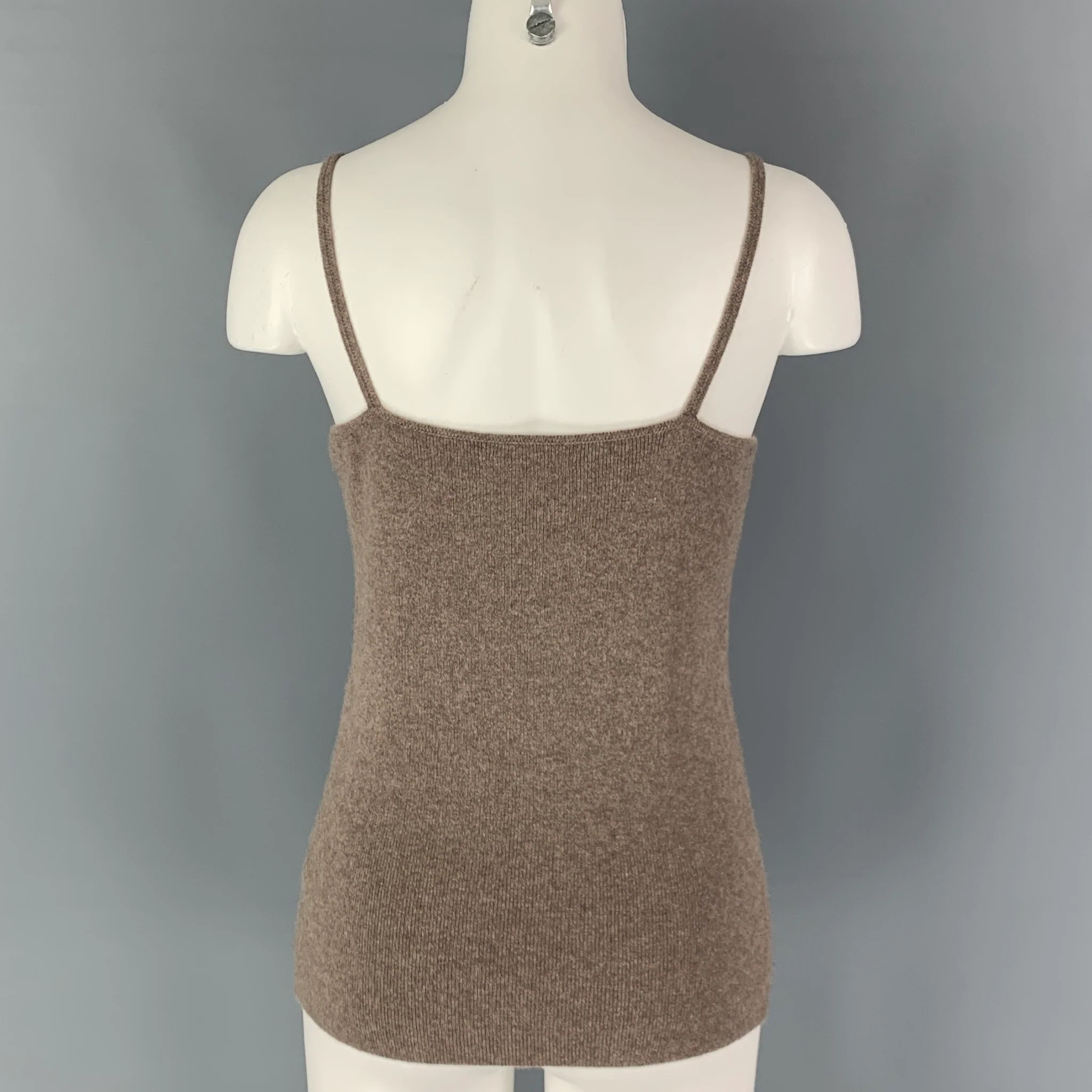 THE WHITE COMAPNY Size L Brown Cashmere Camisole Blouse - Image 3