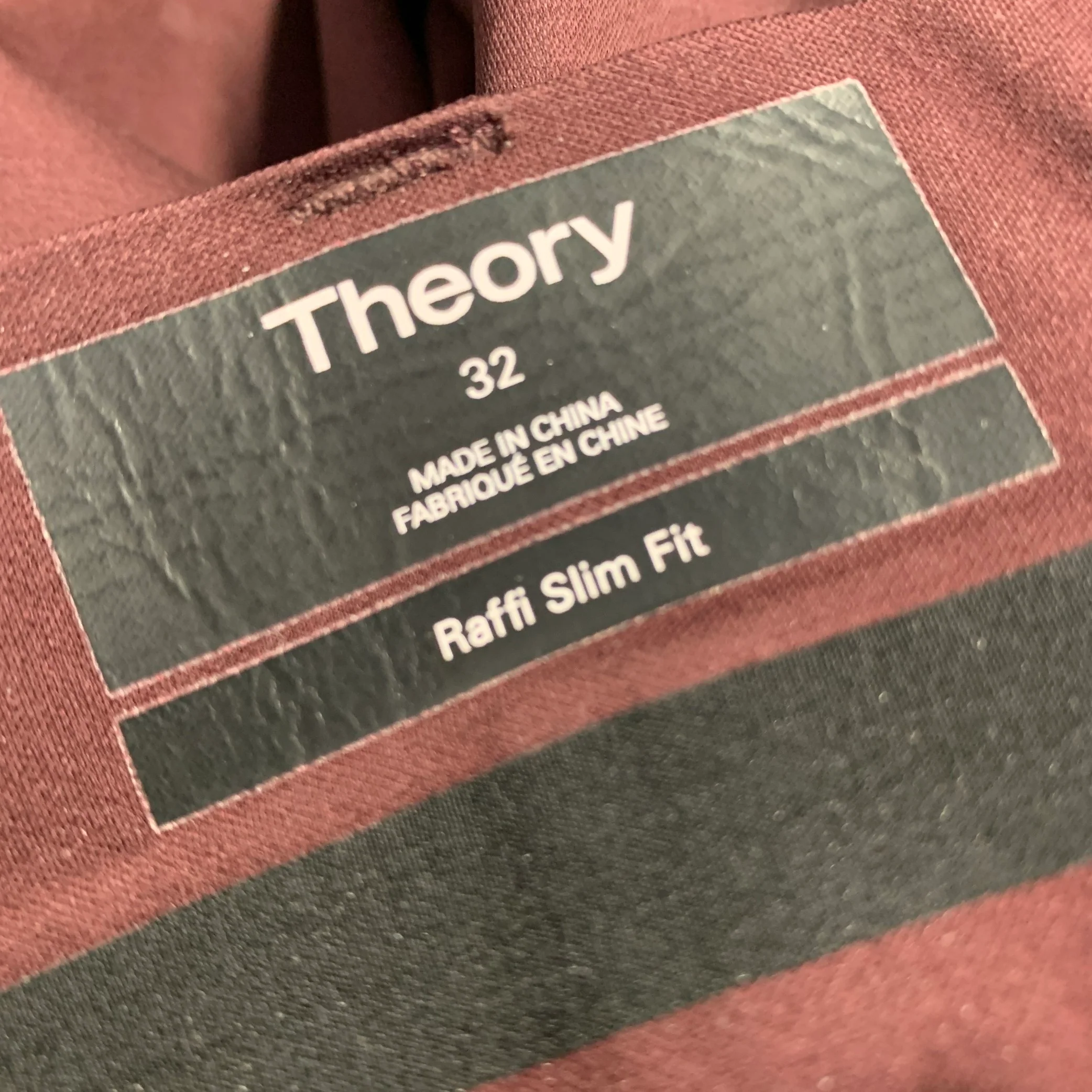 THEORY Size 32 Burgundy Cotton / Polyester Tapered Casual Pants - Image 4