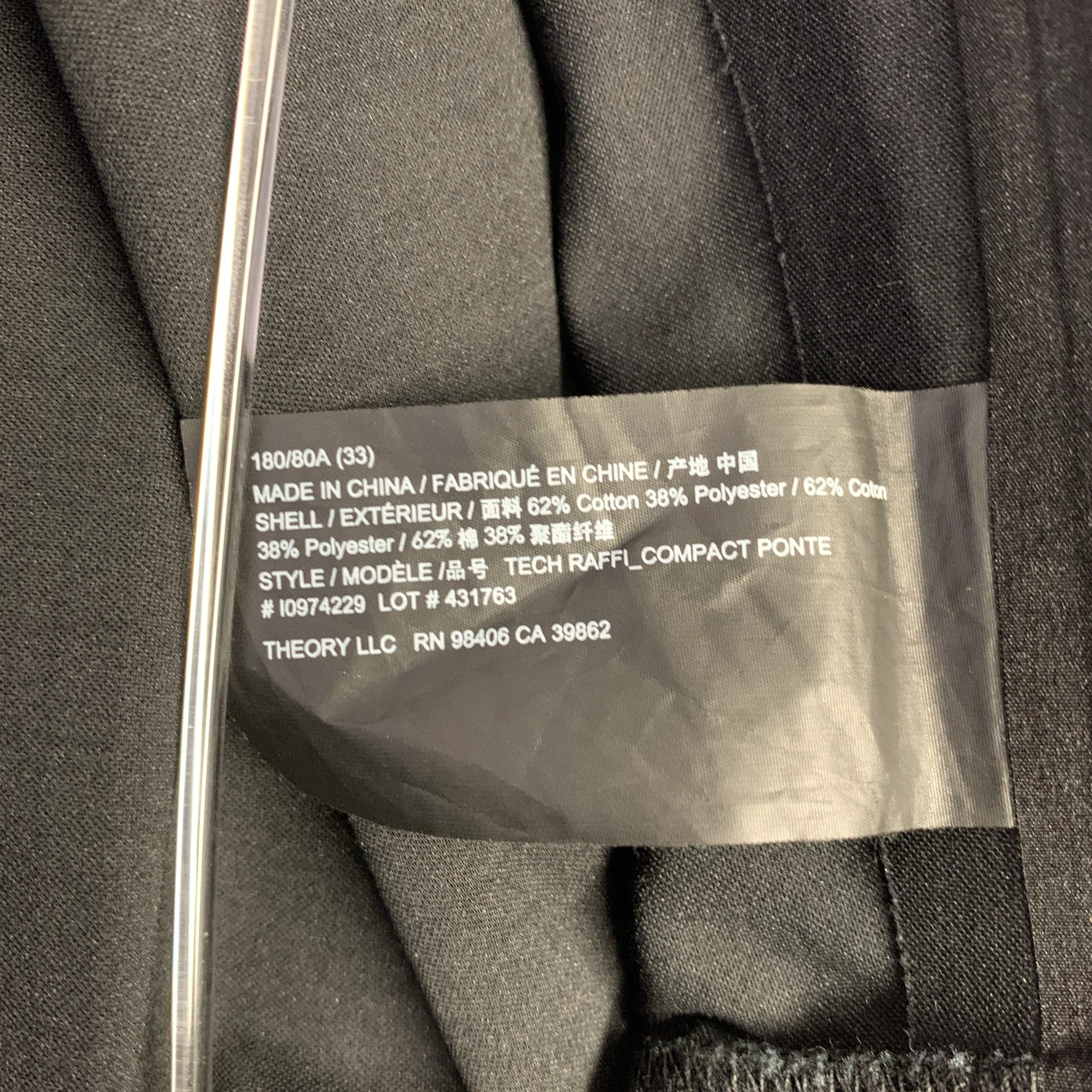 THEORY Size 33 Raffi Slim Fit Black Cotton Blend Five Pocket Casual Pants - Image 4