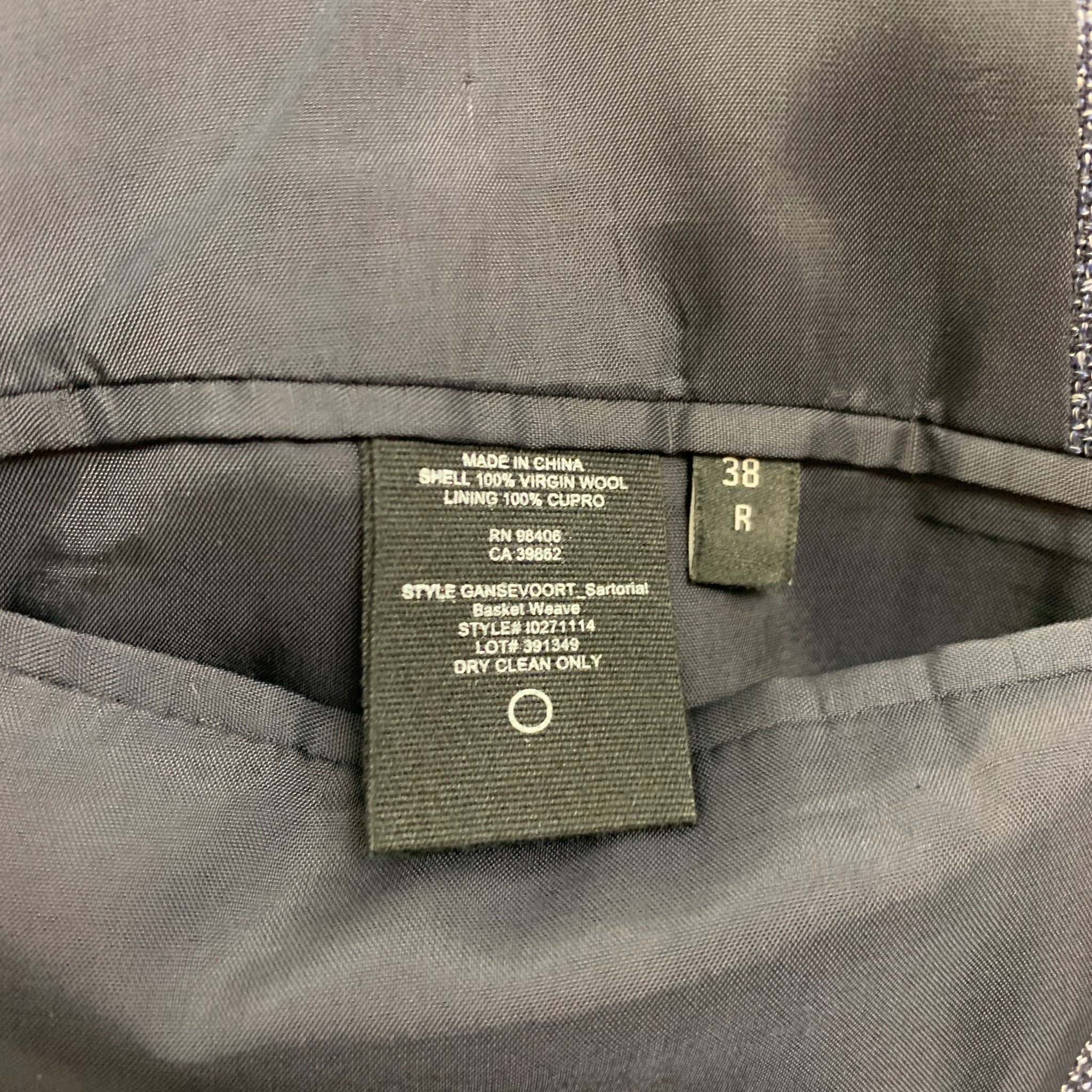 THEORY Size 38 Navy Blue Woven Virgin Wool Single Button Sport Coat - Image 5