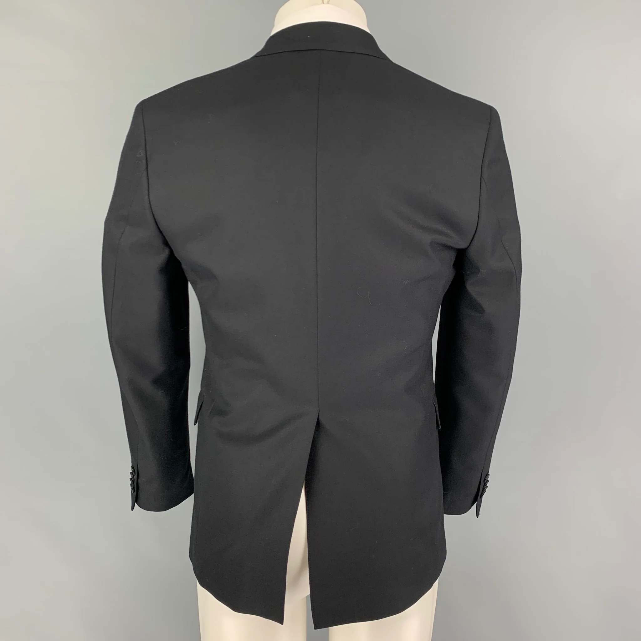 THEORY Size 38 Short Black Wool Notch Lapel Sport Coat - Image 3