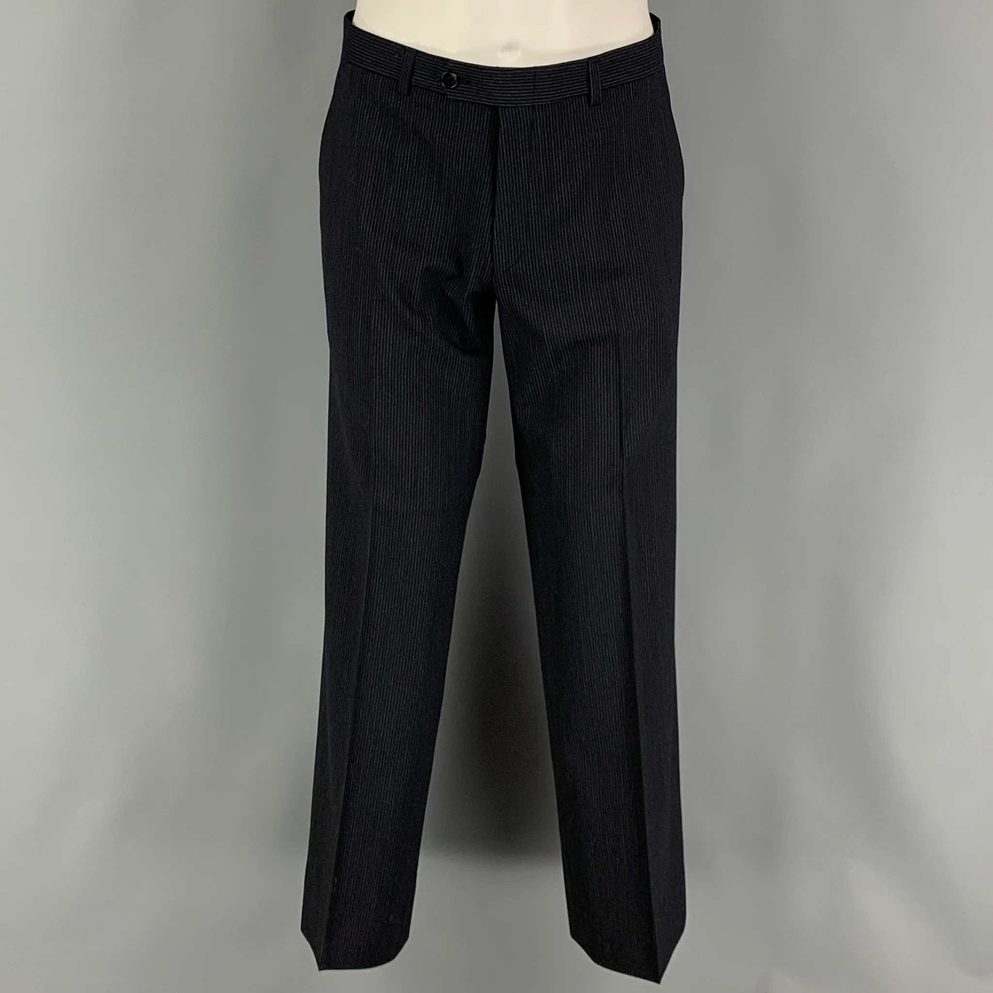 THEORY Size 40 Black Grey Pinstripe Wool Lycra Single breasted 34 Suit - Image 4