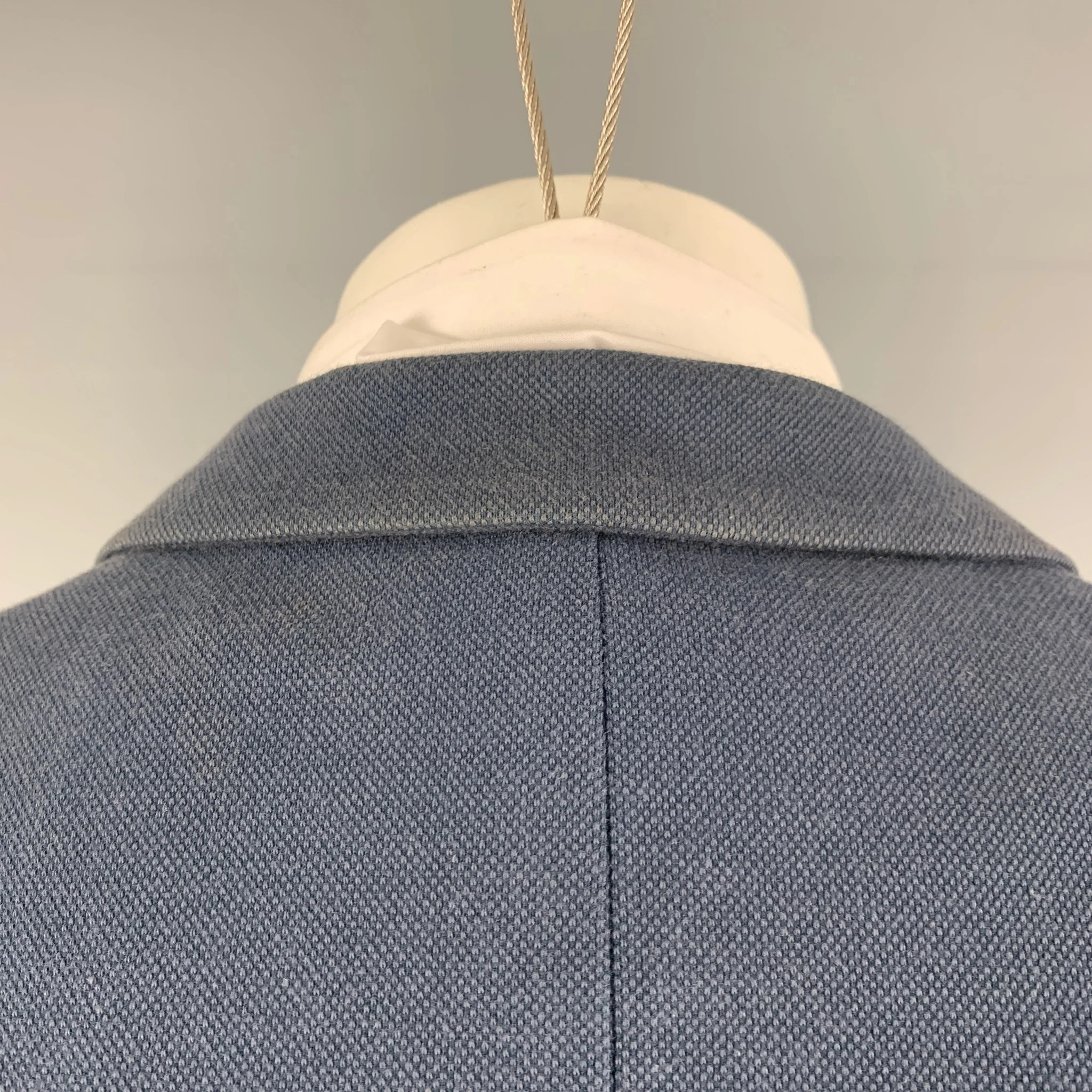 THEORY Size 40 Navy Solid Cotton Blend Notch Lapel Sport Coat - Image 4