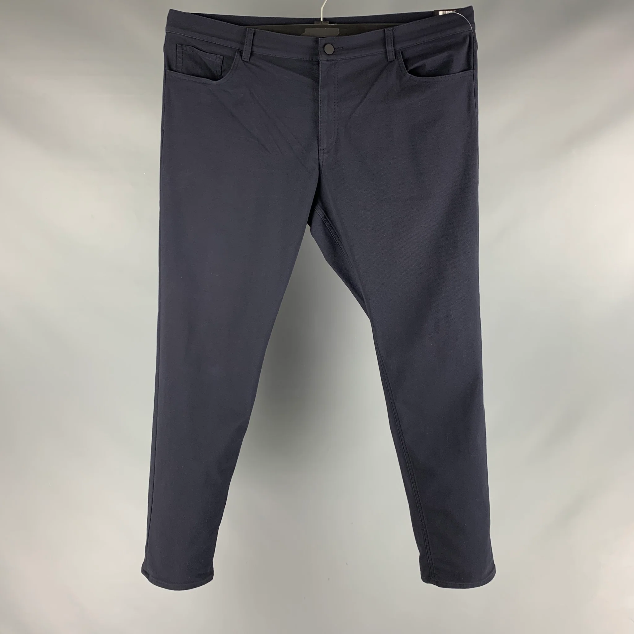 THEORY Size 40 Navy Twill Cotton Blend Flat Front Casual Pants