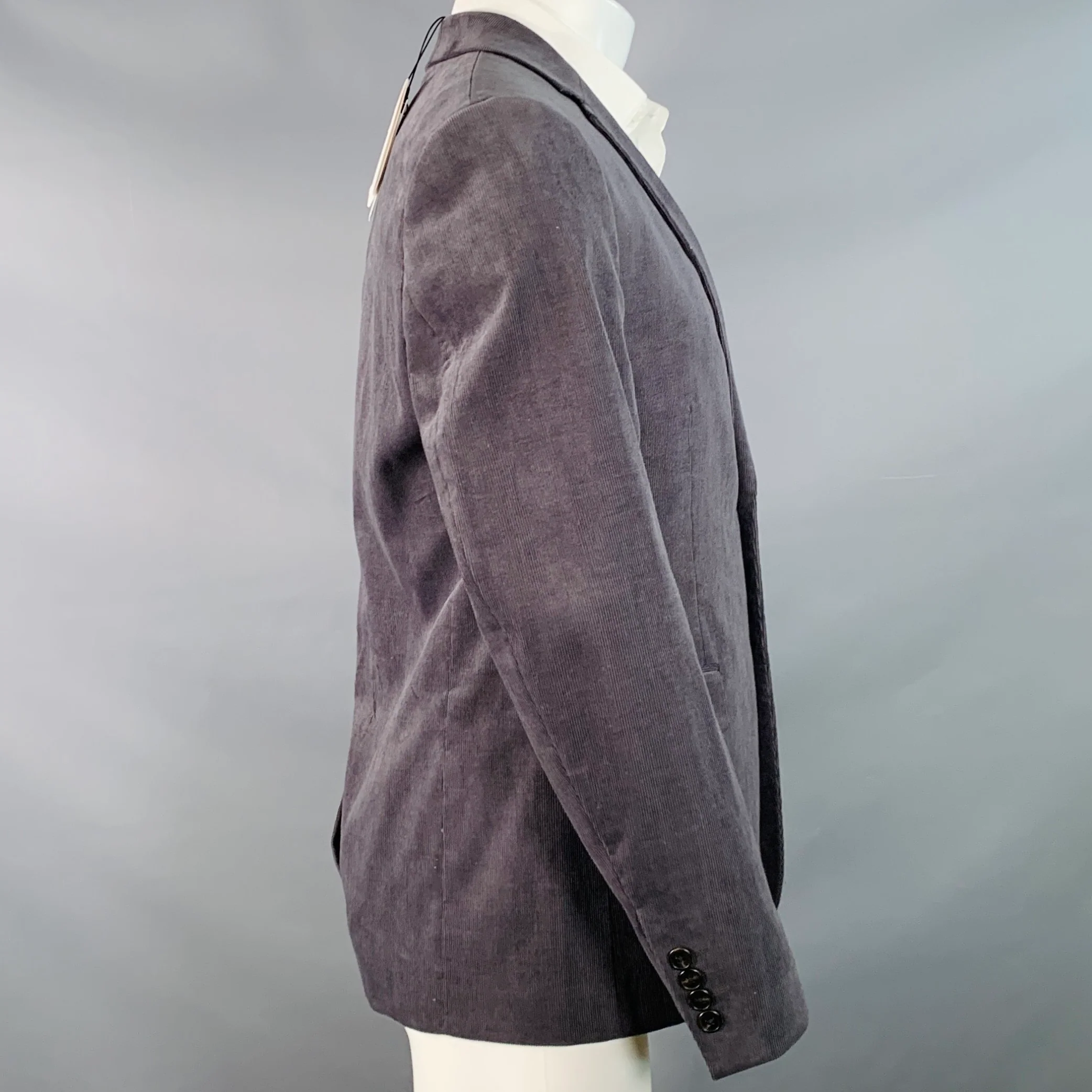 THEORY Size 40 Regular Morton Grey Charcoal Corduroy Cotton Blend Sport Coat - Image 2
