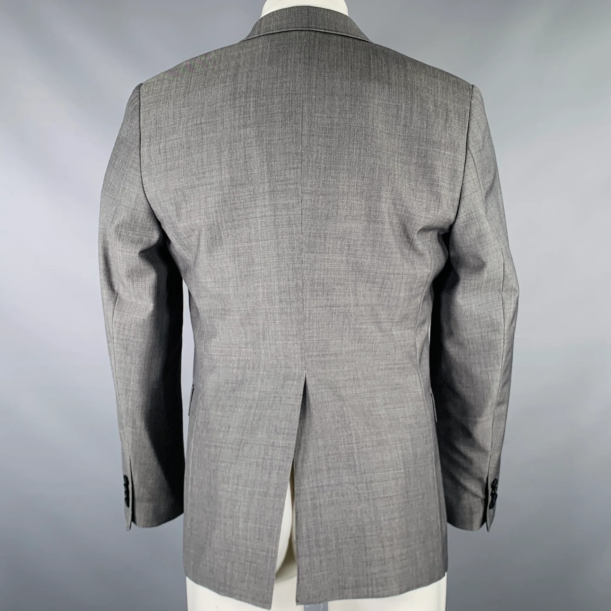 THEORY Size 40 Short Grey Wool Notch Lapel Sport Coat - Image 3