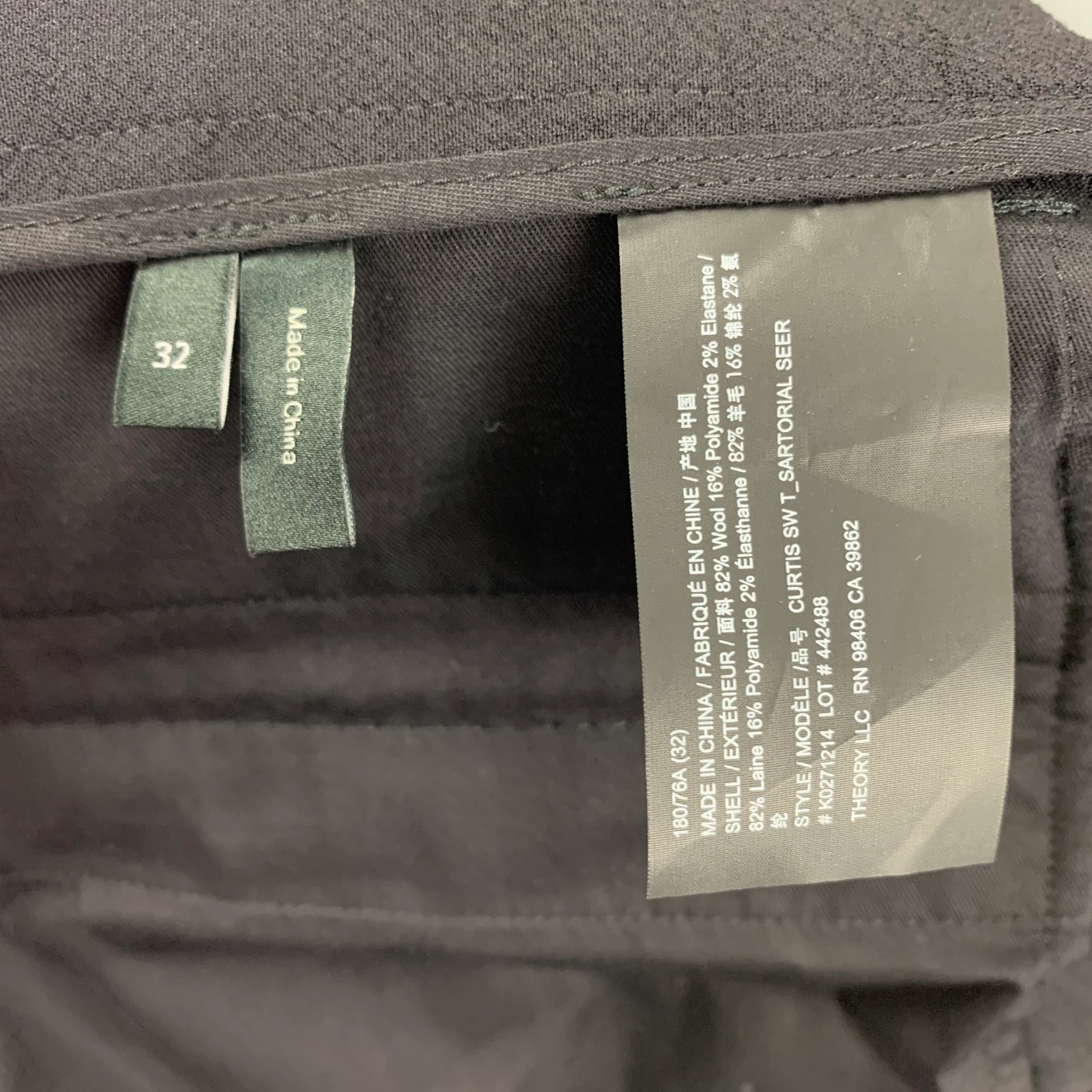 THEORY Size 42 Black Wool Blend Notch Lapel Suit - Image 10