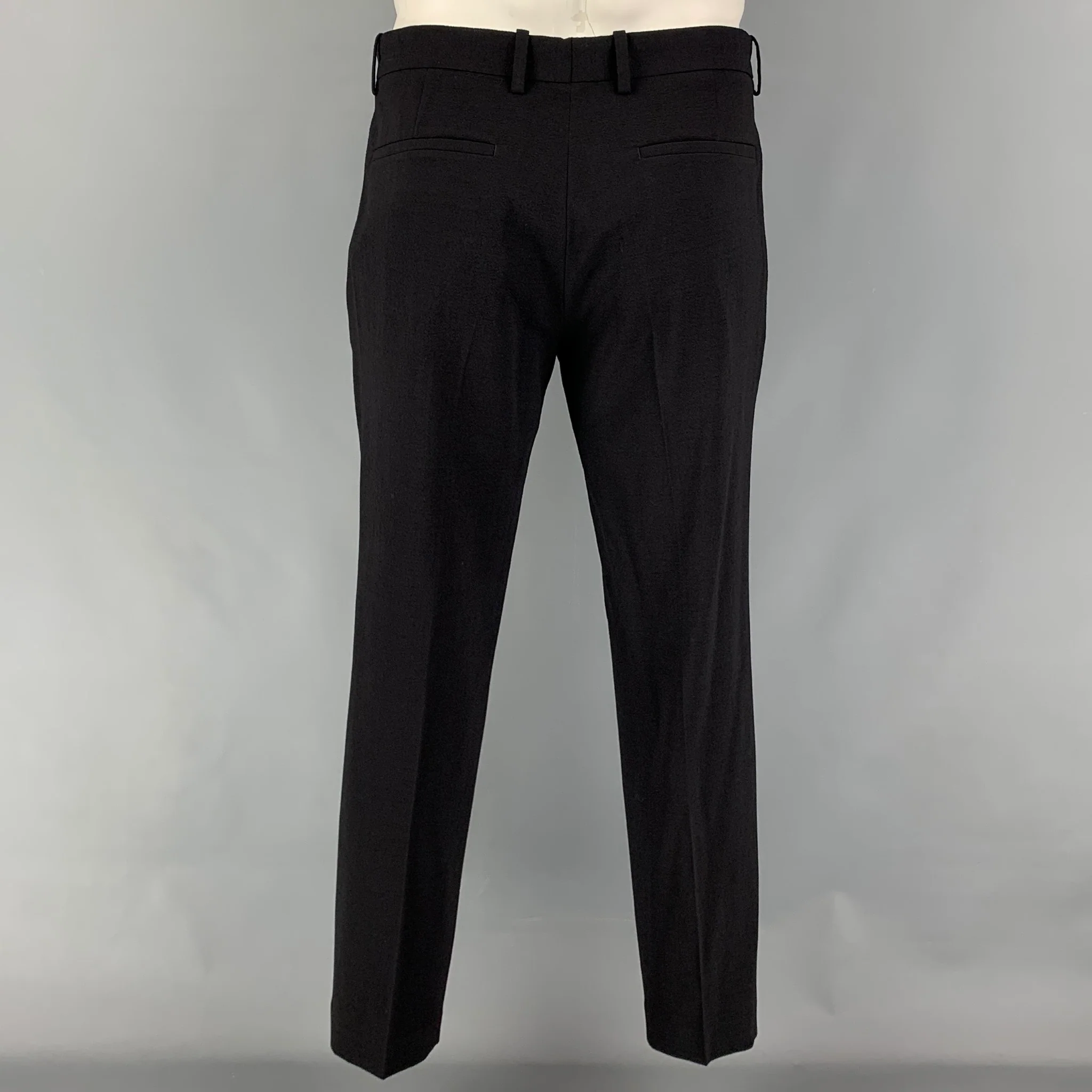 THEORY Size 42 Black Wool Blend Notch Lapel Suit - Image 6