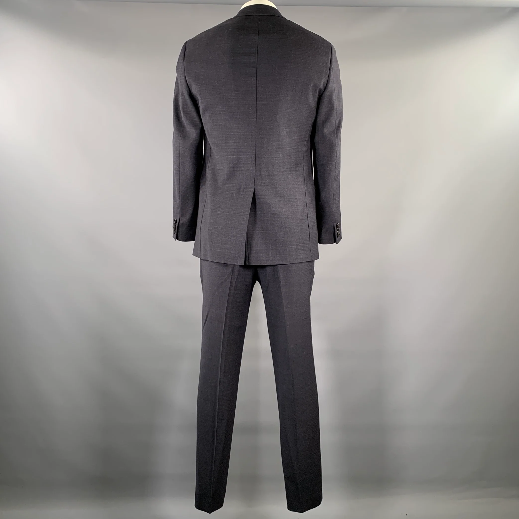 THEORY Size 42 Navy Heather Wool Blend Notch Lapel Suit - Image 3