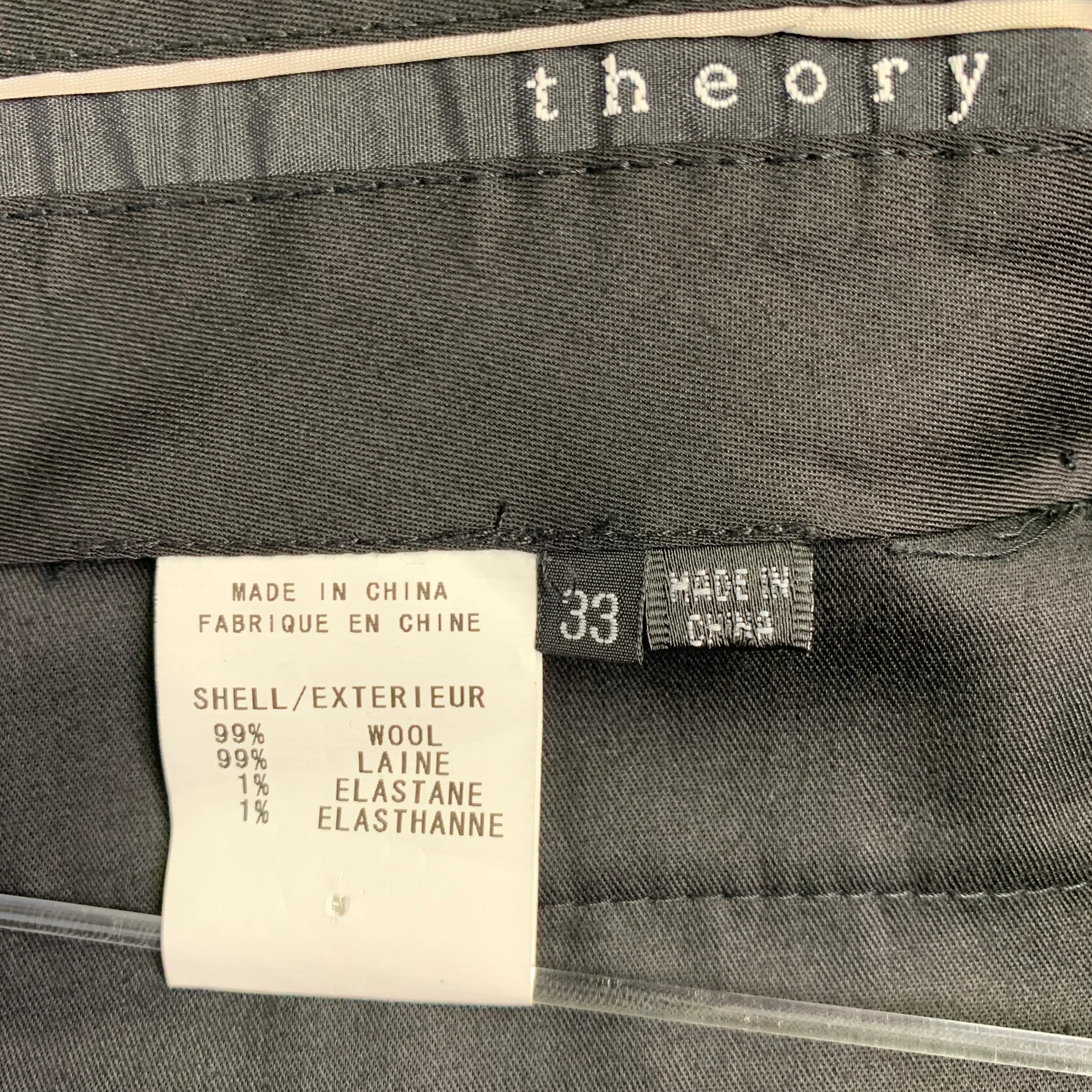 THEORY Size 42 Wellfleet Black Grey Pinstripe Wool Blend Single Breasted Suit - Image 11