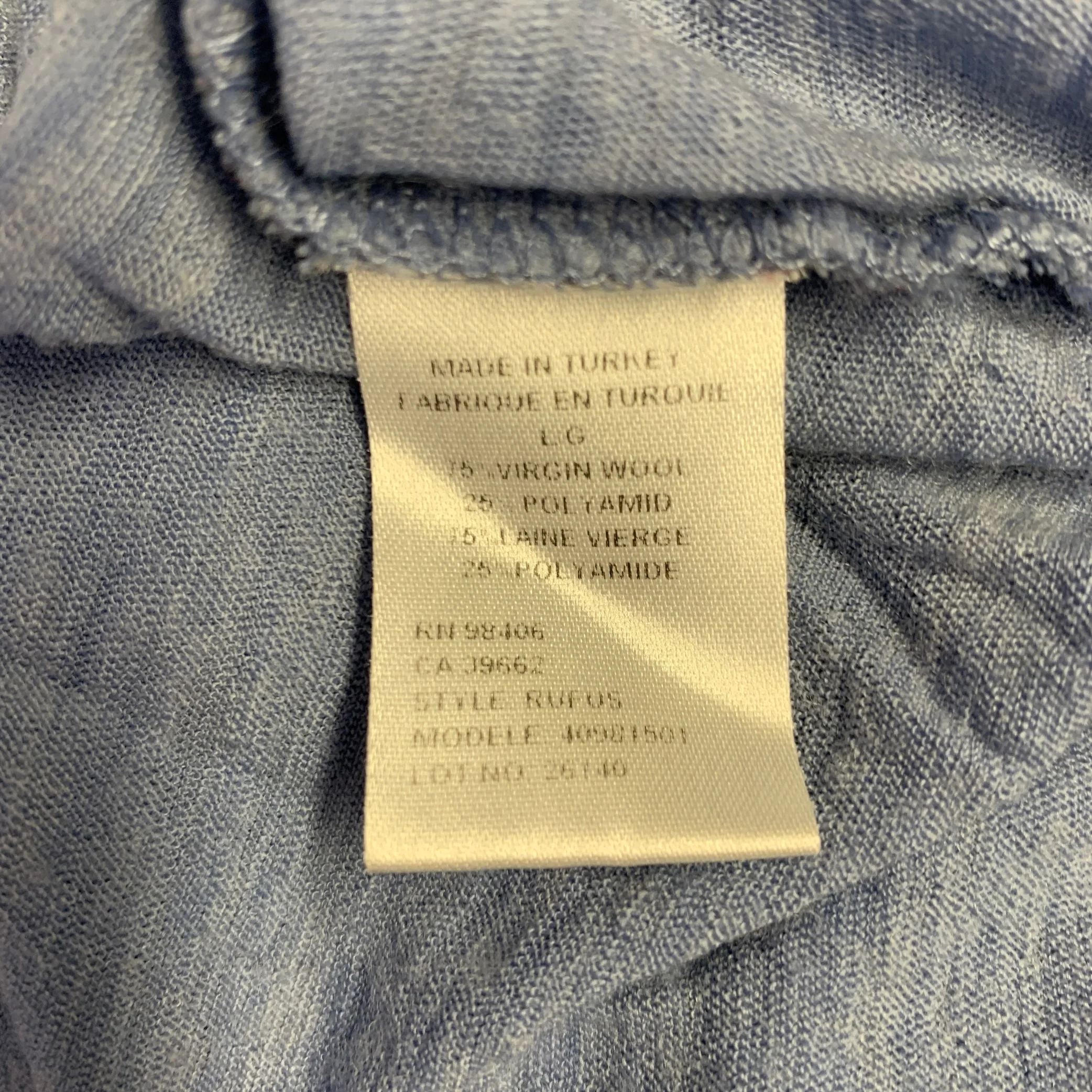 THEORY Size L Blue Virgin Wool Blend Henley Long Sleeve T-shirt - Image 6