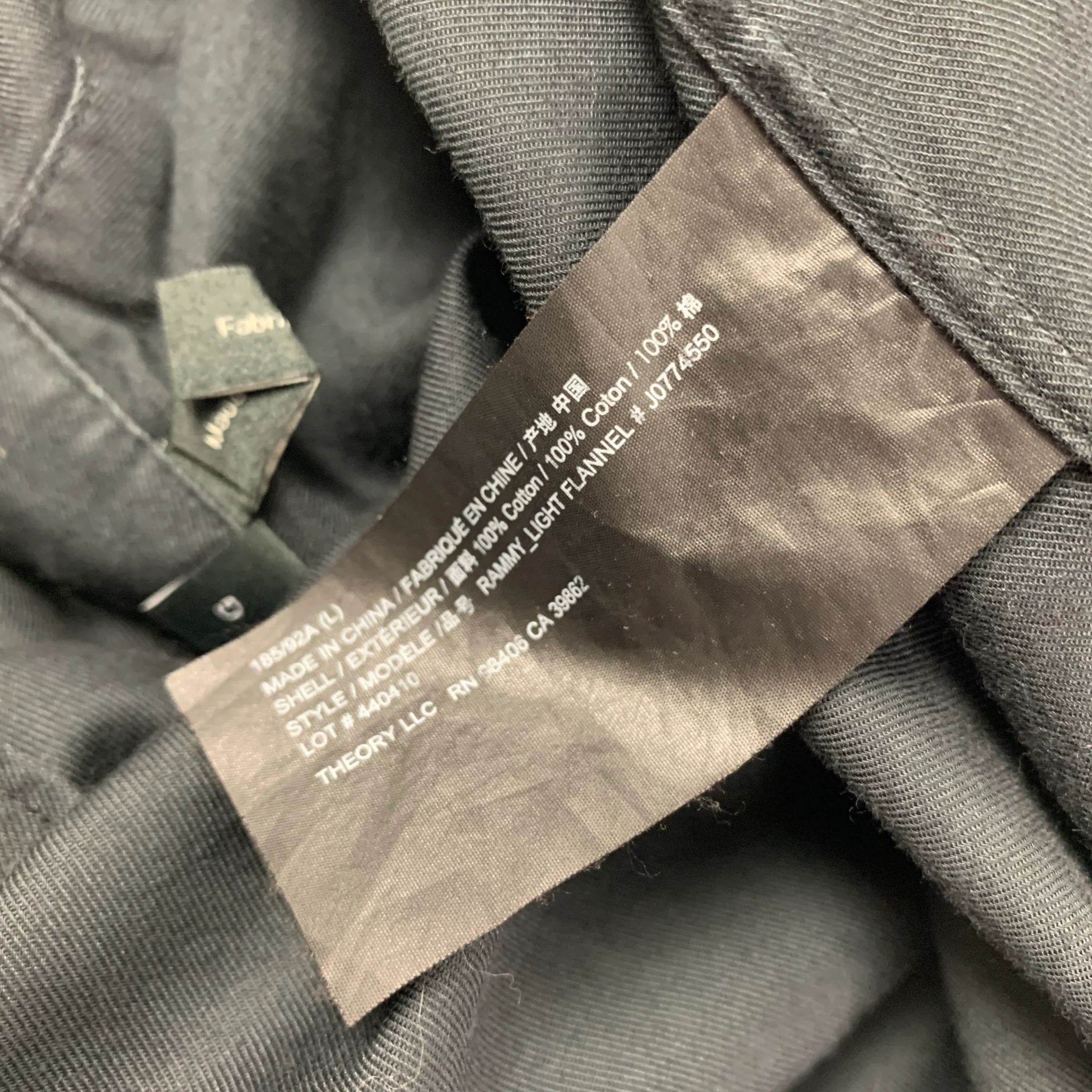 THEORY Size L Charcoal Cotton Button Up Long Sleeve Shirt - Image 4