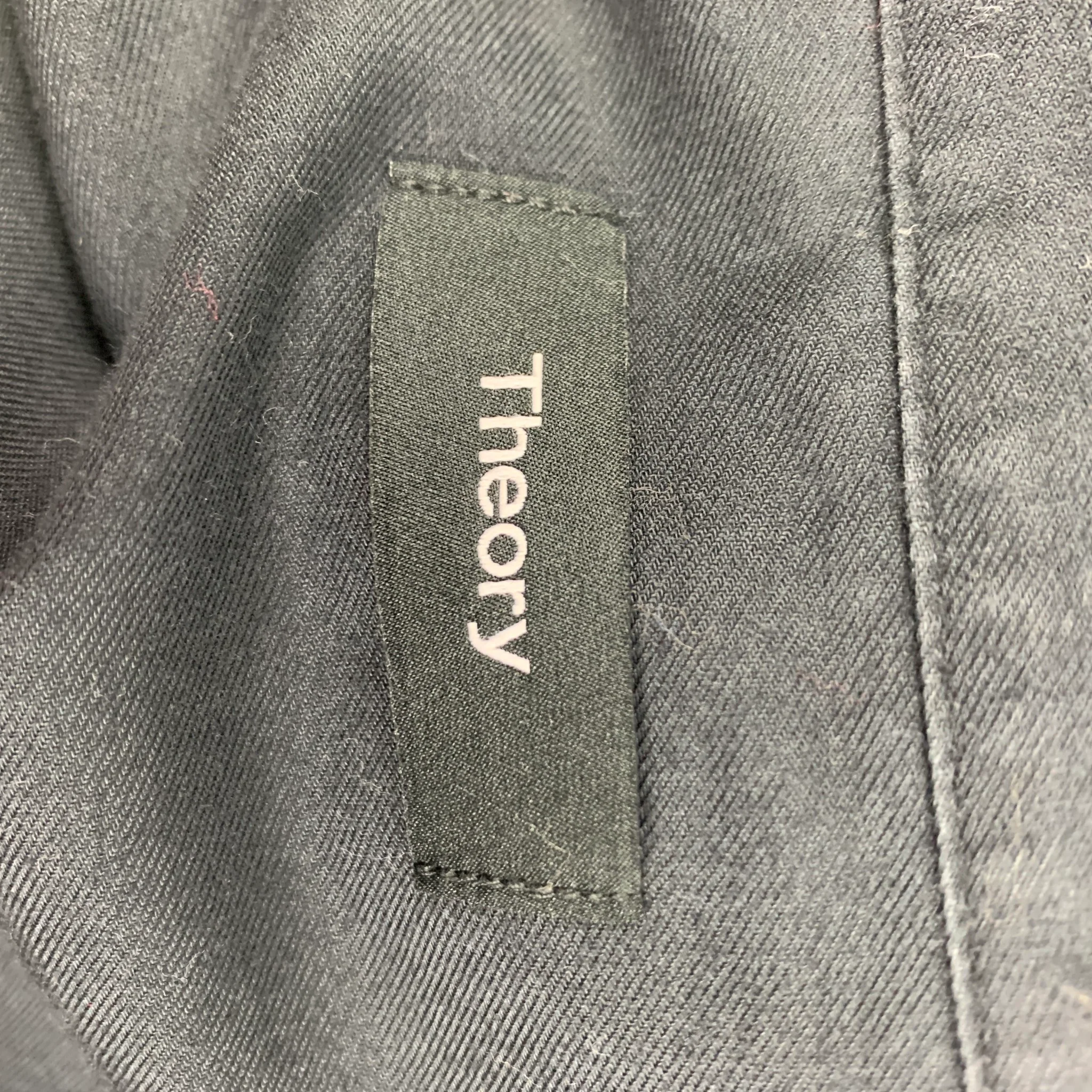 THEORY Size L Charcoal Cotton Button Up Long Sleeve Shirt - Image 6