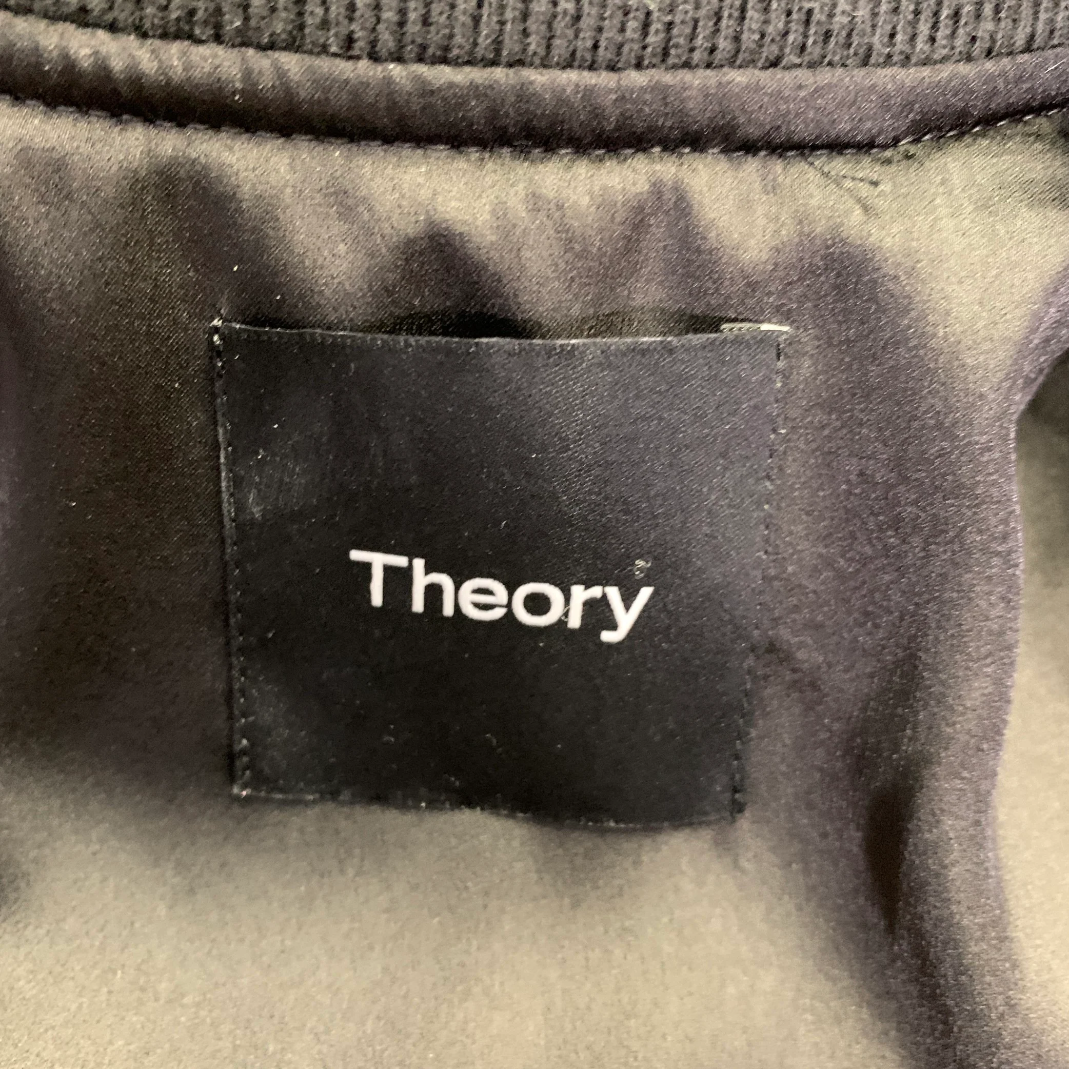 THEORY Size M Black Nylon Bomber Jacket - Image 4