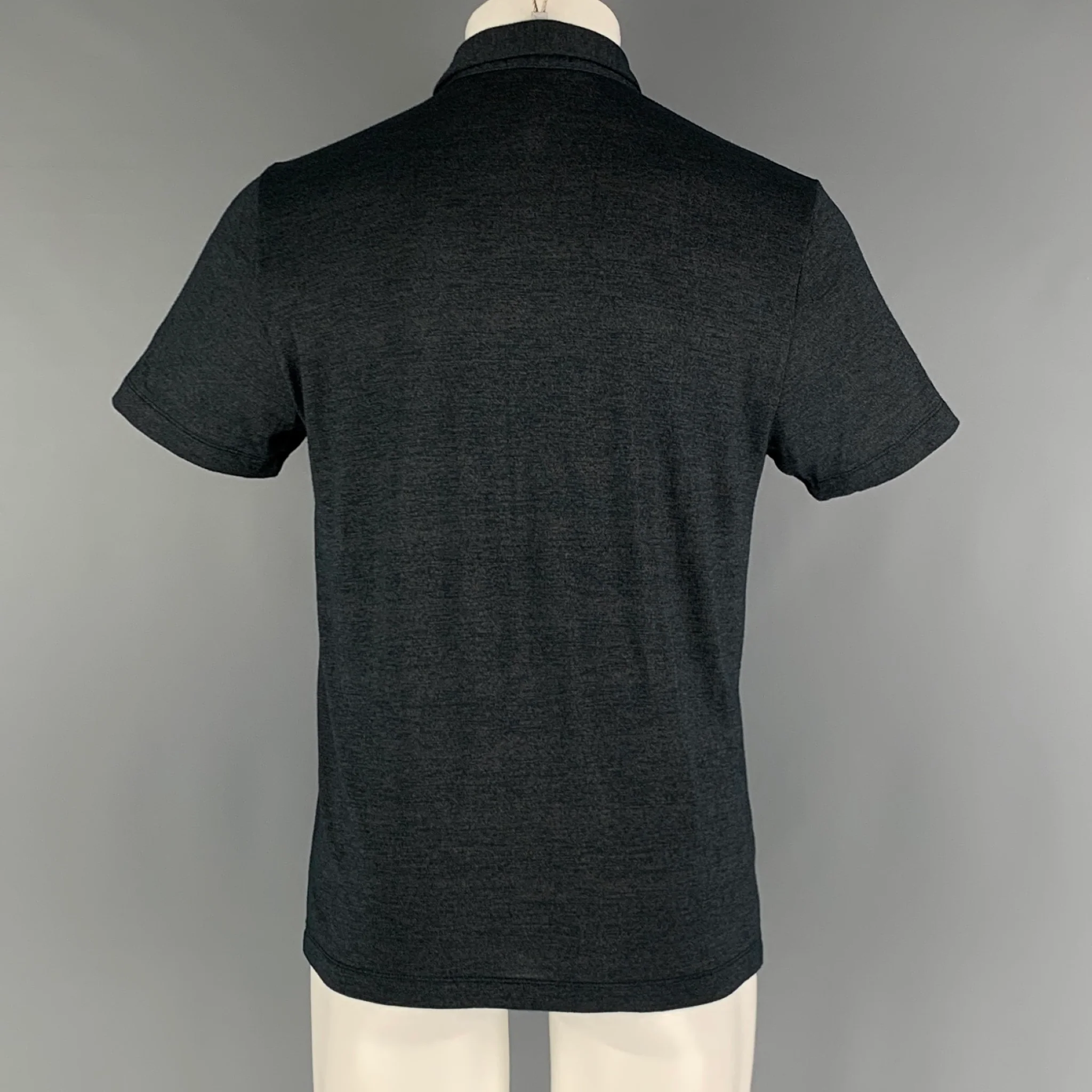 THEORY Size M Charcoal Modal Blend Short Sleeve Polo - Image 3