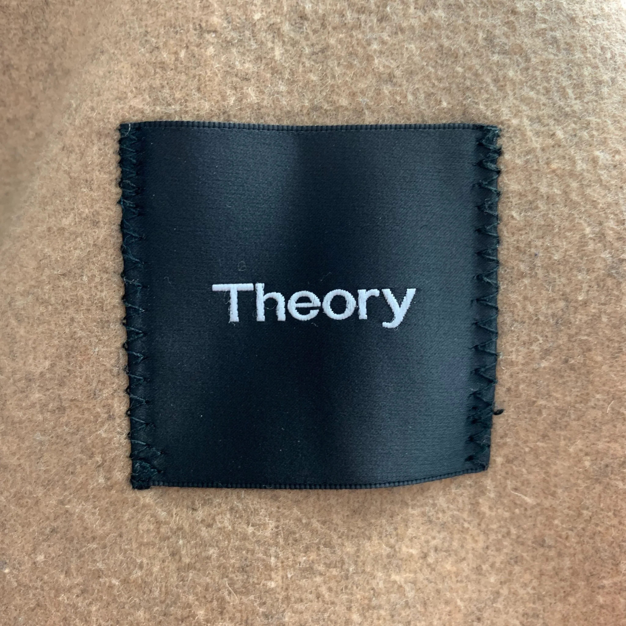 THEORY Size M Charcoal Tan Solid Wool Blend Belted Coat - Image 5