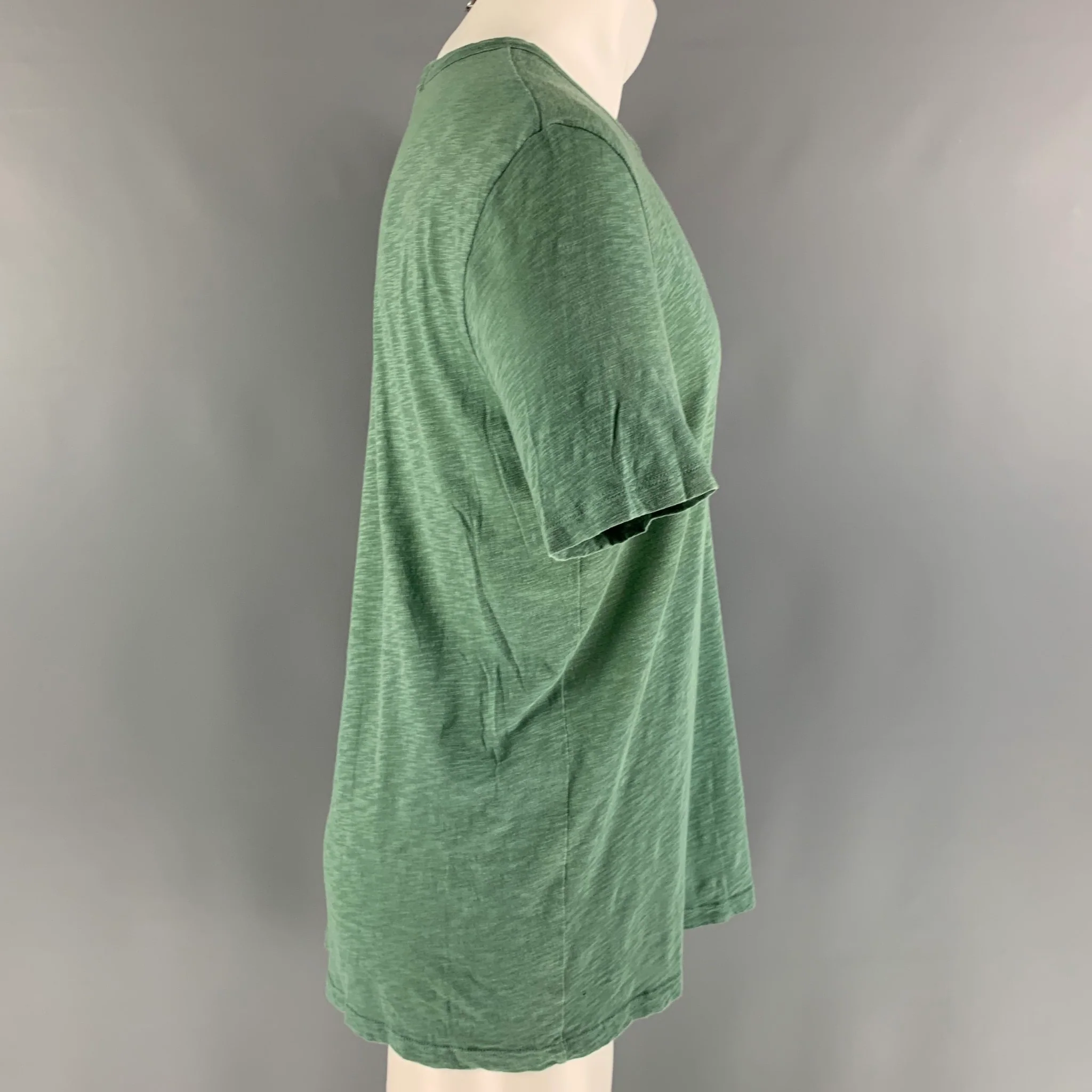 THEORY Size M Green Heather Cotton Short Sleeve T-shirt - Image 2