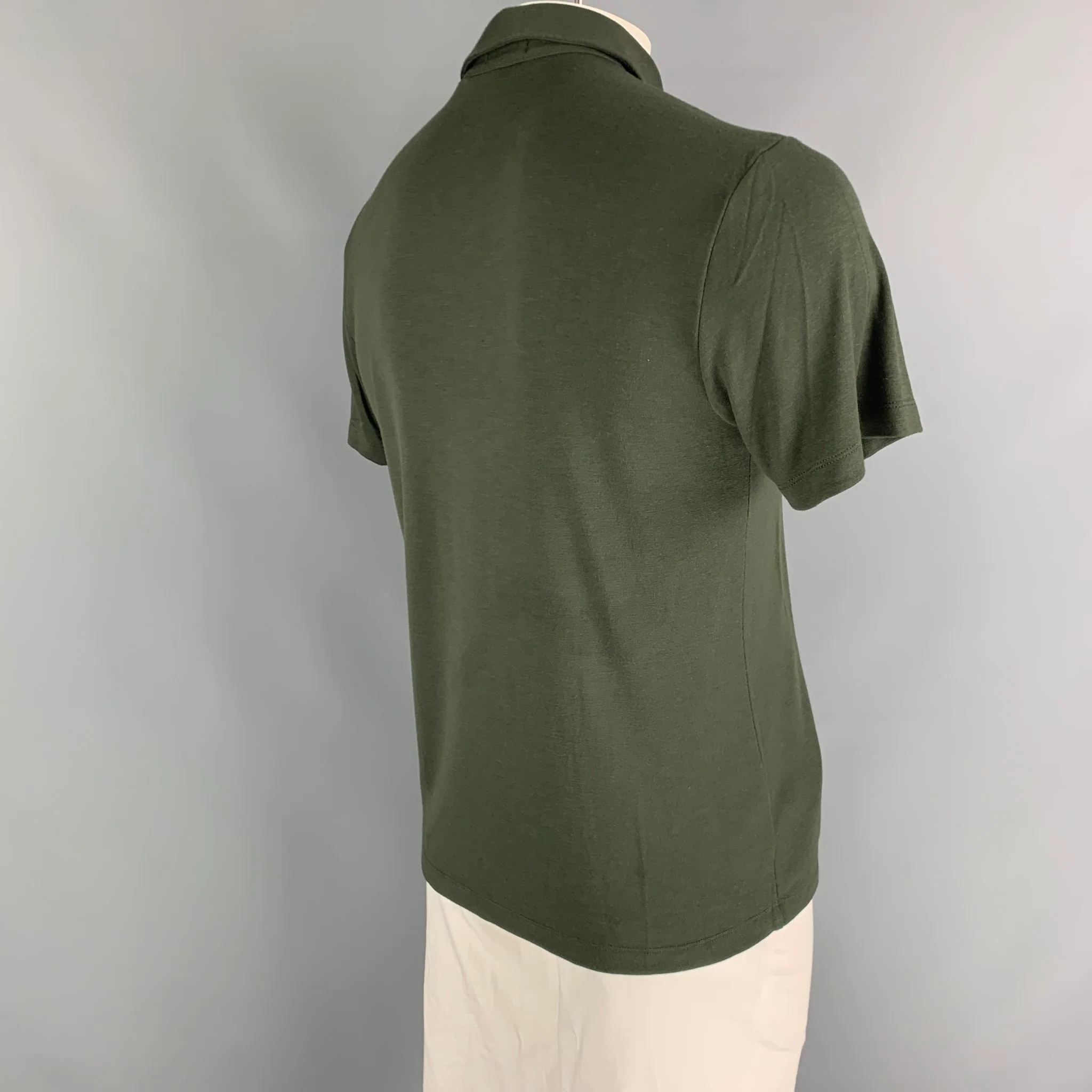 THEORY Size M Olive green Modal Blend Short Sleeve Polo - Image 2