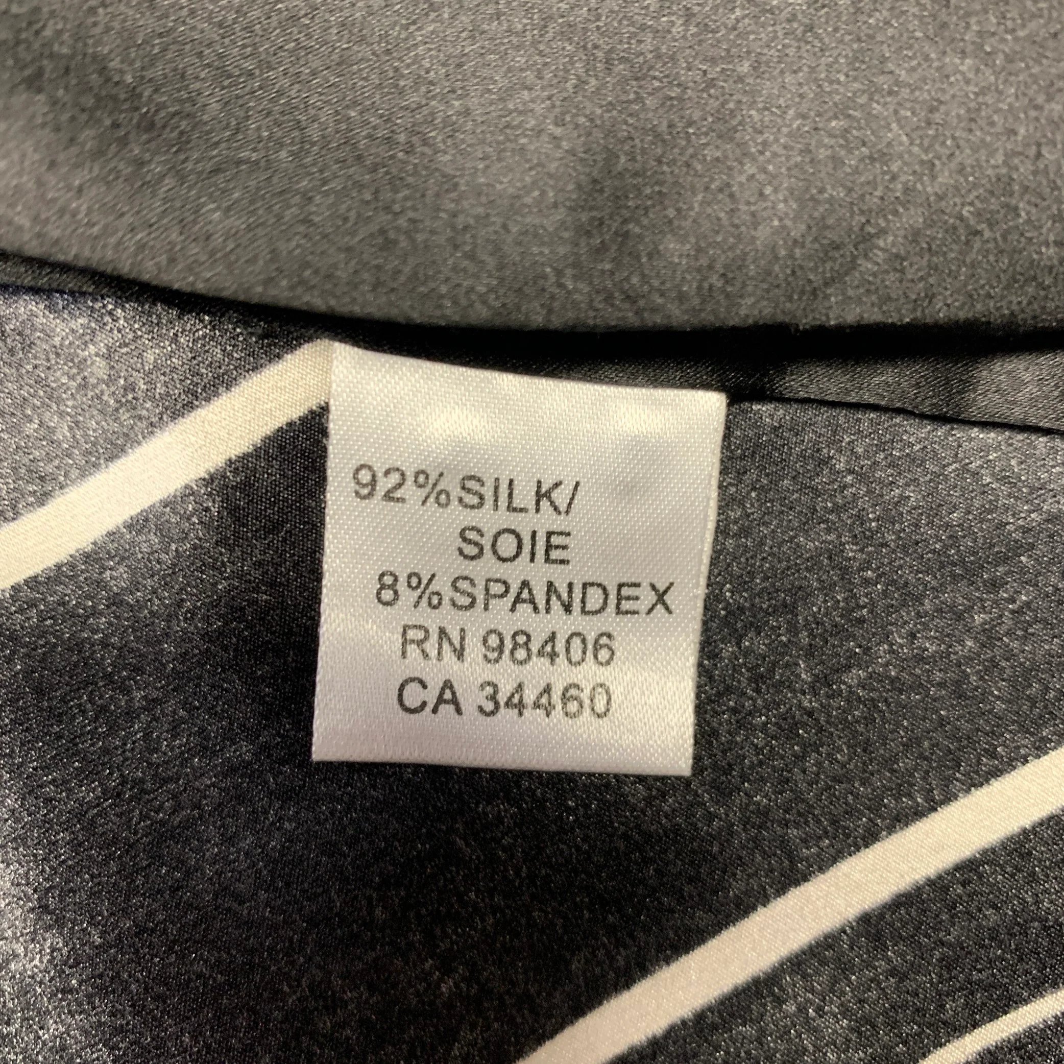 THEORY 'Liam' Size S Black Stripe Silk Blend Button Up Long Sleeve Shirt - Image 6